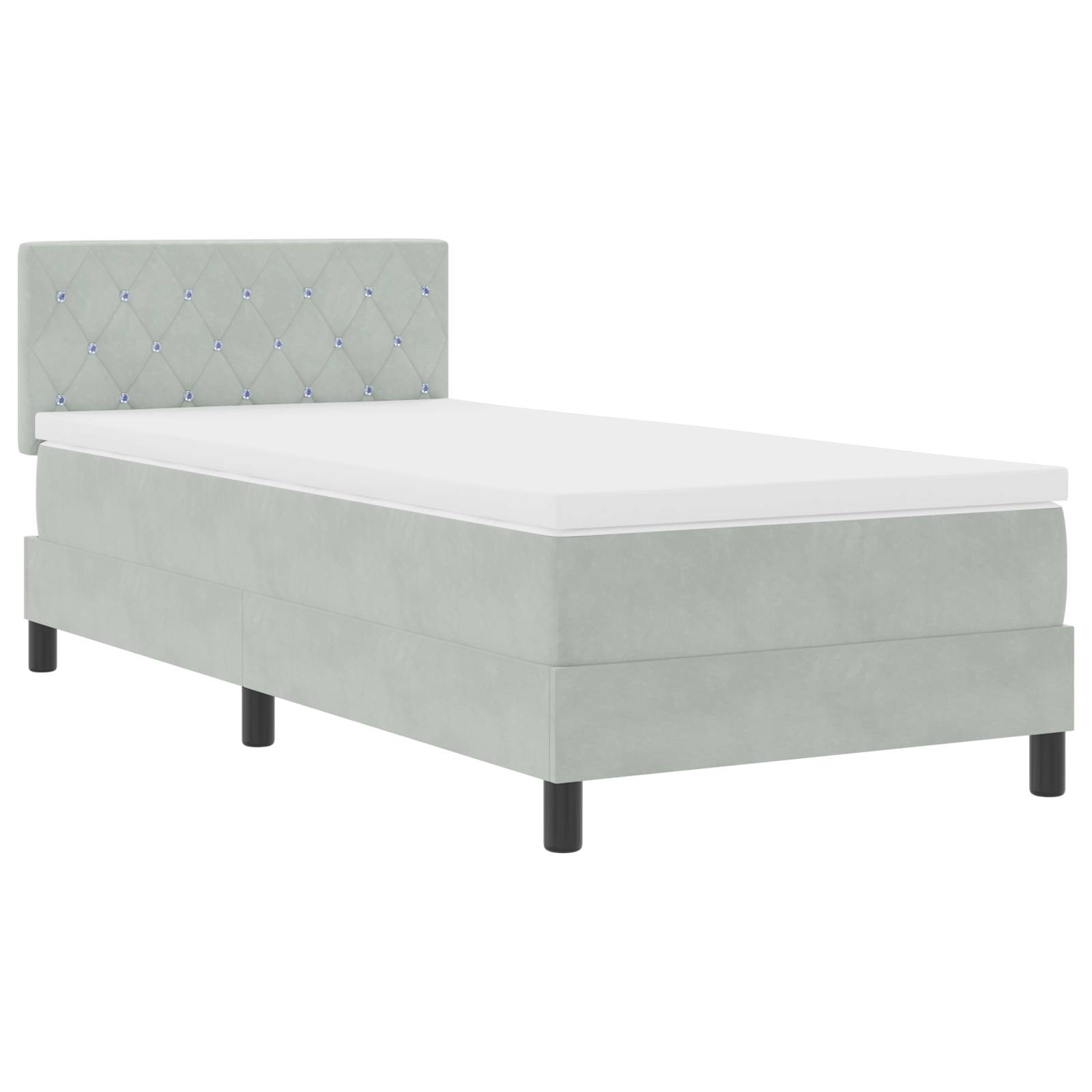vidaXL LED Boxspringbett mit Matratze Hellgrau 100x200 cm Samt