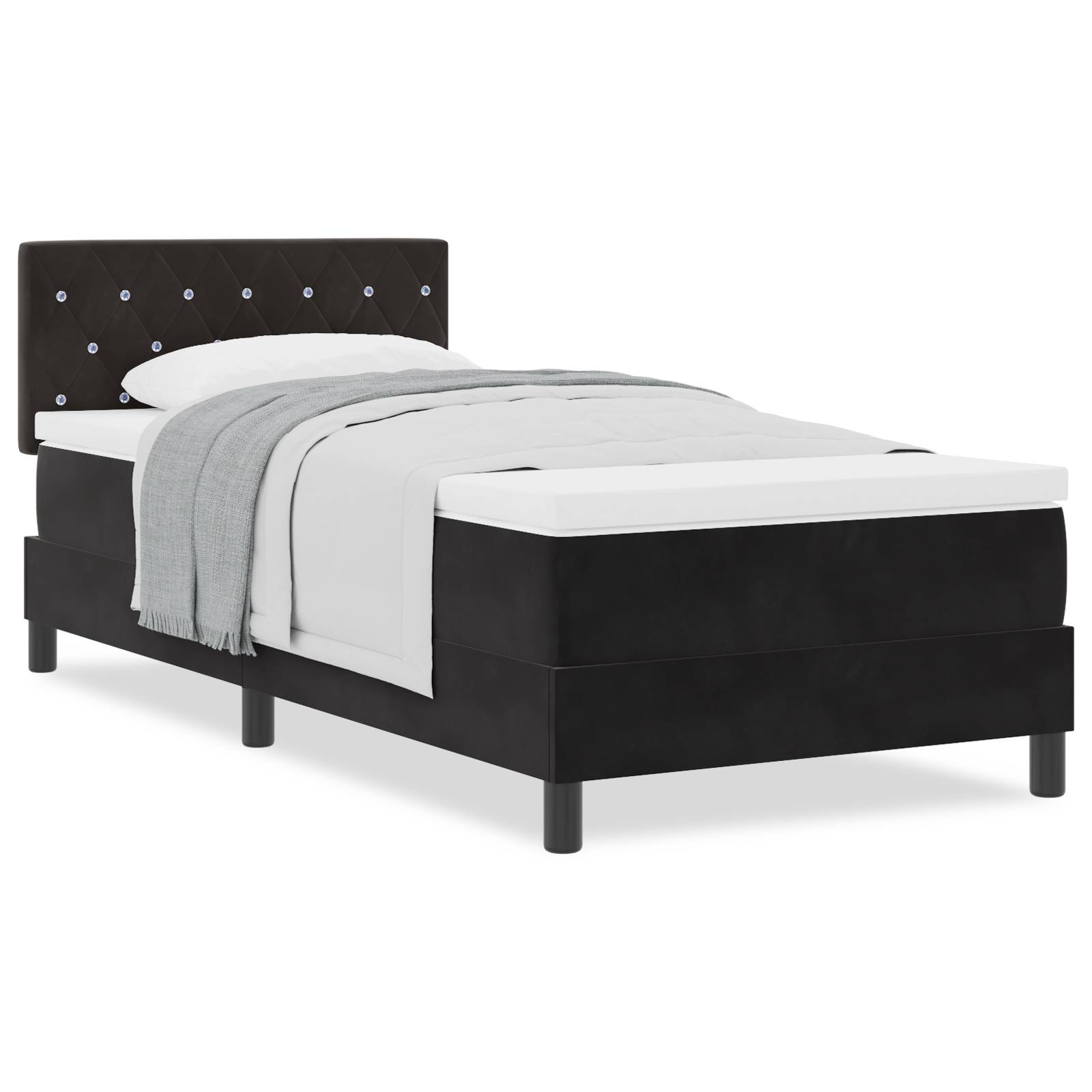 vidaXL Boxspringbett mit Matratze Schwarz Samt