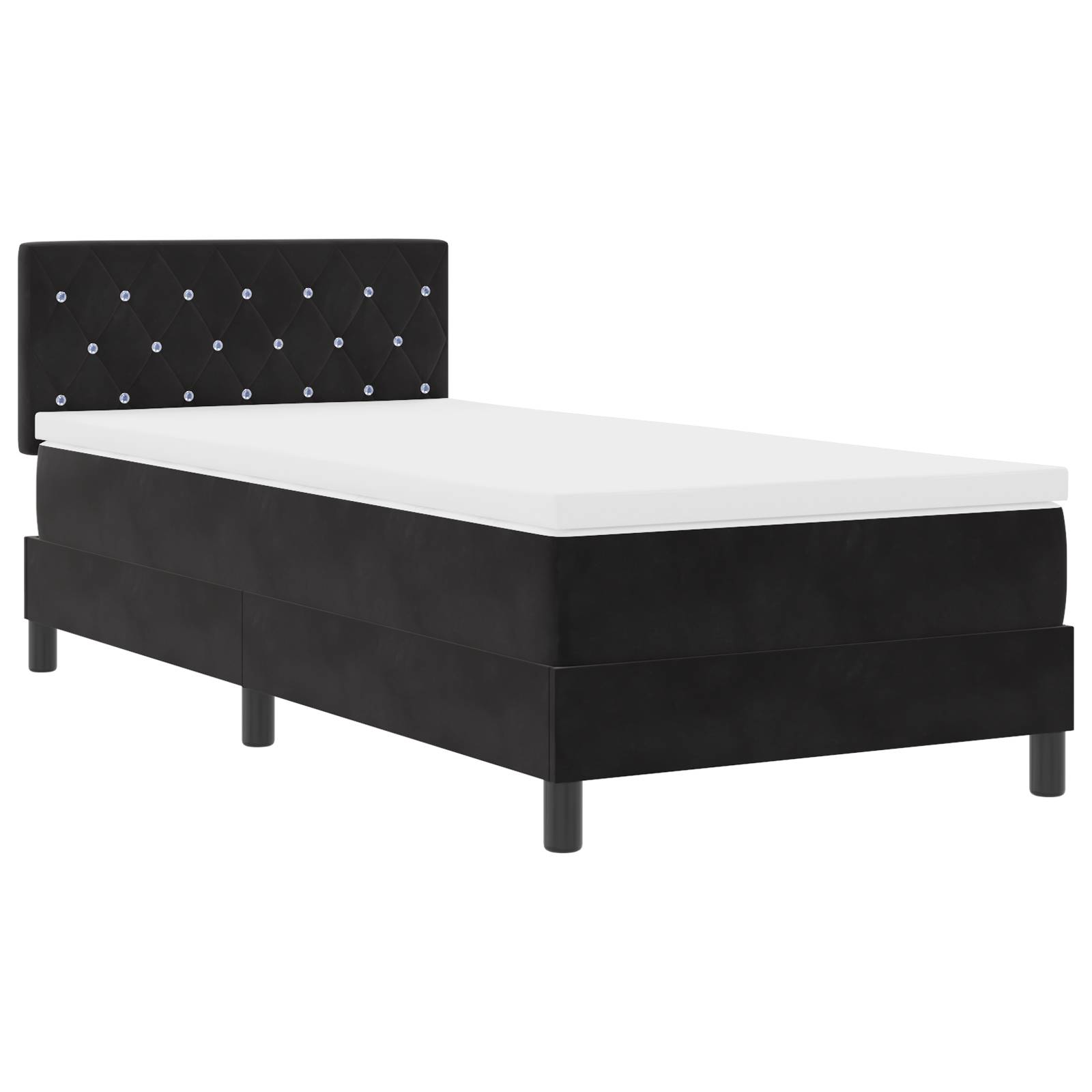 vidaXL LED Boxspringbett mit Matratze Schwarz 100x200 cm Samt