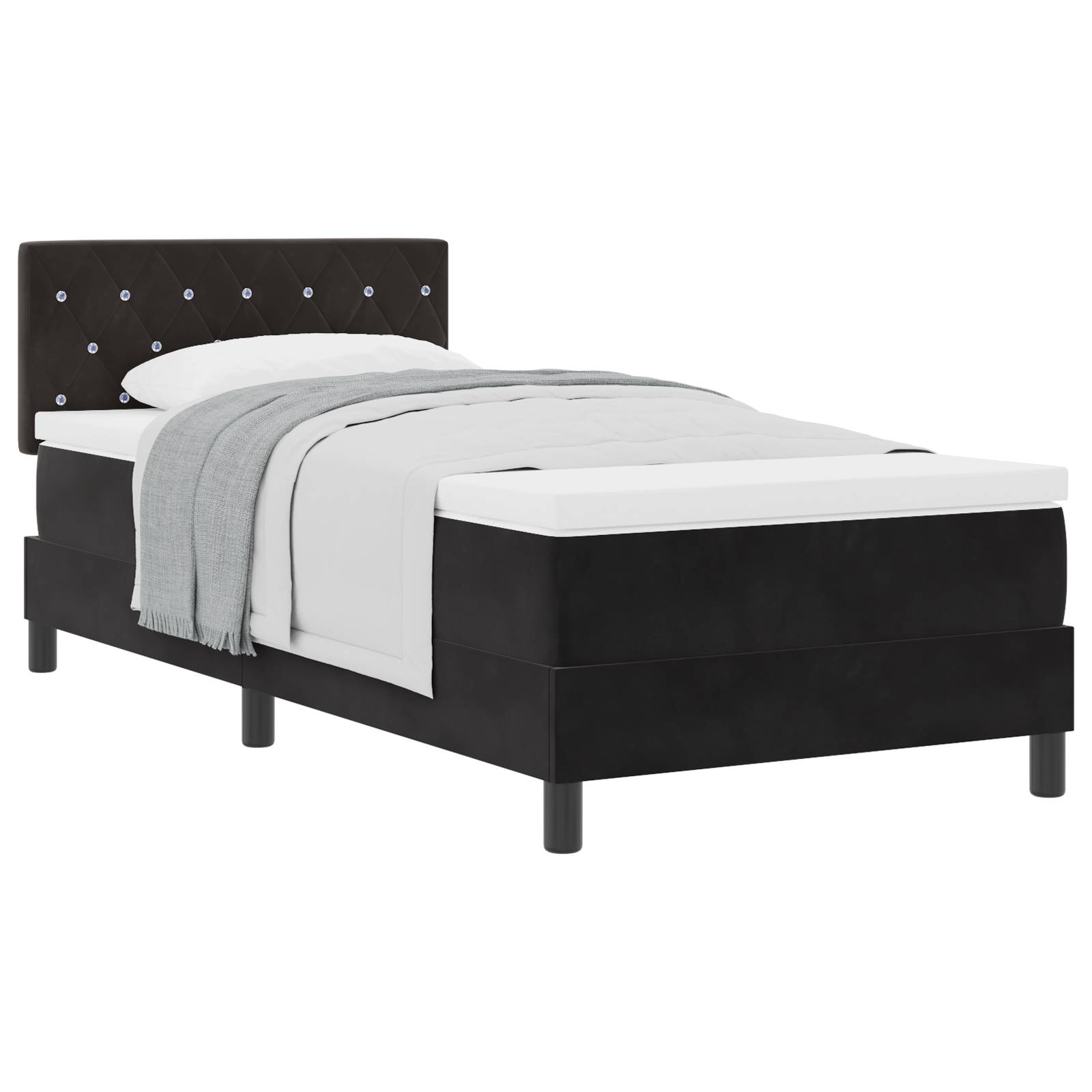 vidaXL Boxspringbett mit Matratze Schwarz Samt
