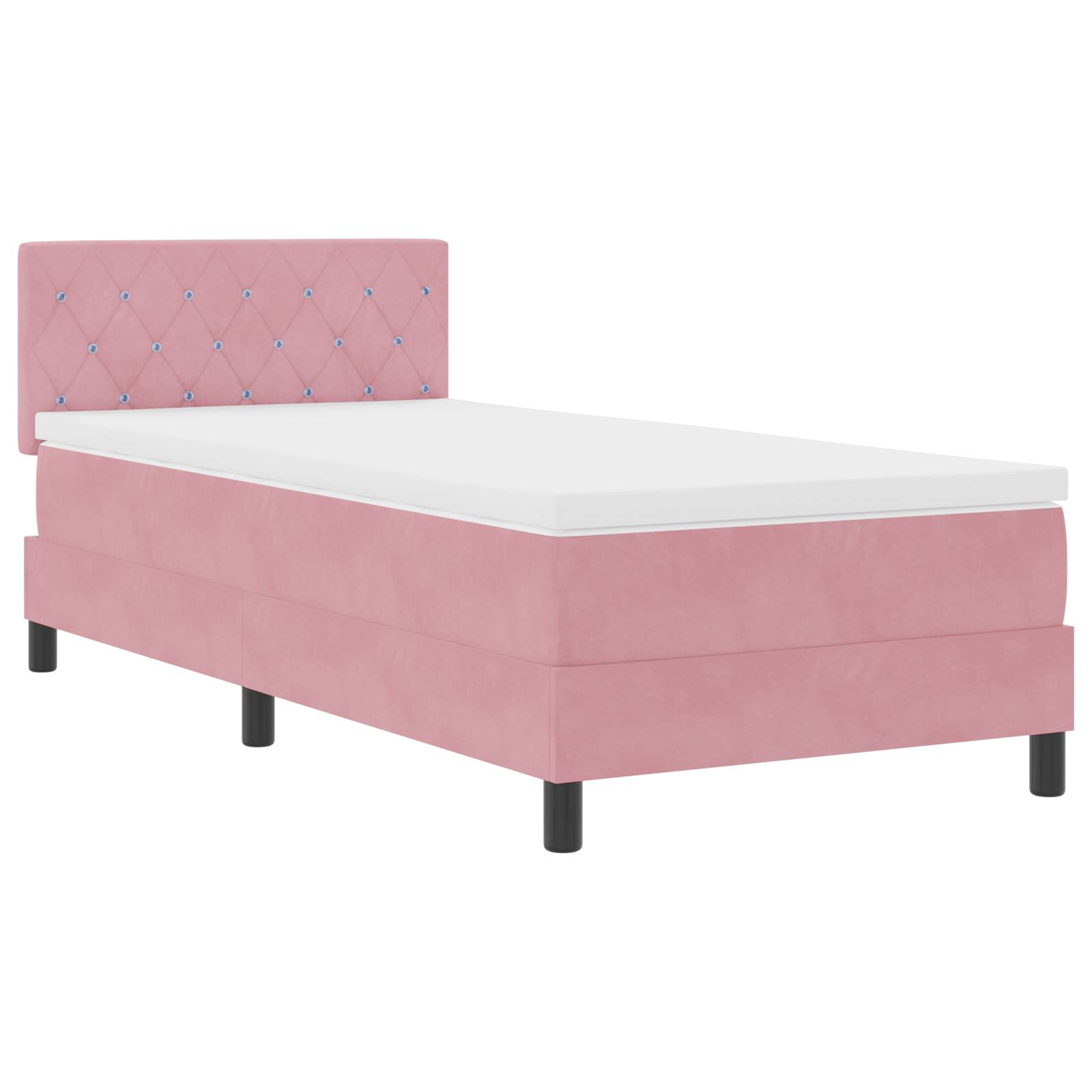 vidaXL Boxspringbett mit Matratze Rosa 100x200 cm Samt