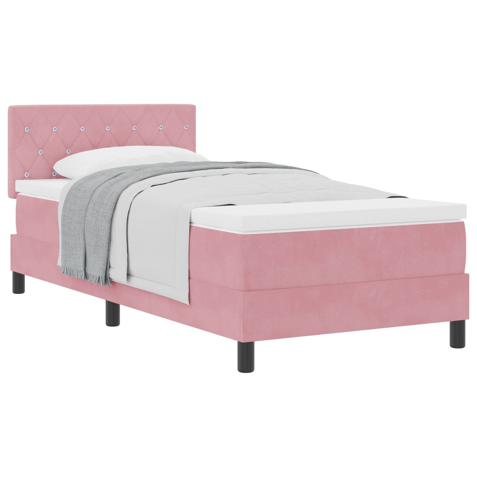 vidaXL Boxspringbett mit Matratze Rosa 100x200 cm Samt