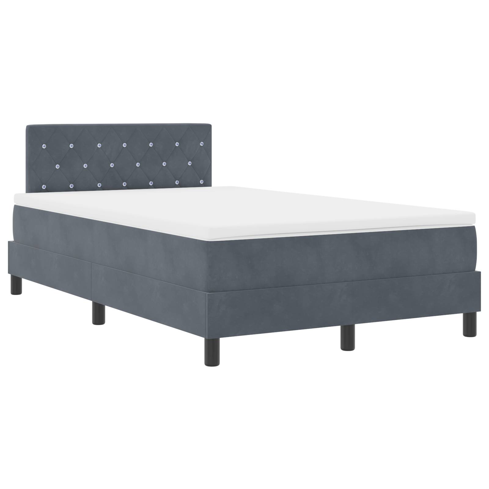 vidaXL Boxspringbett mit Matratze & LED Dunkelgrau 120x190 cm Samt