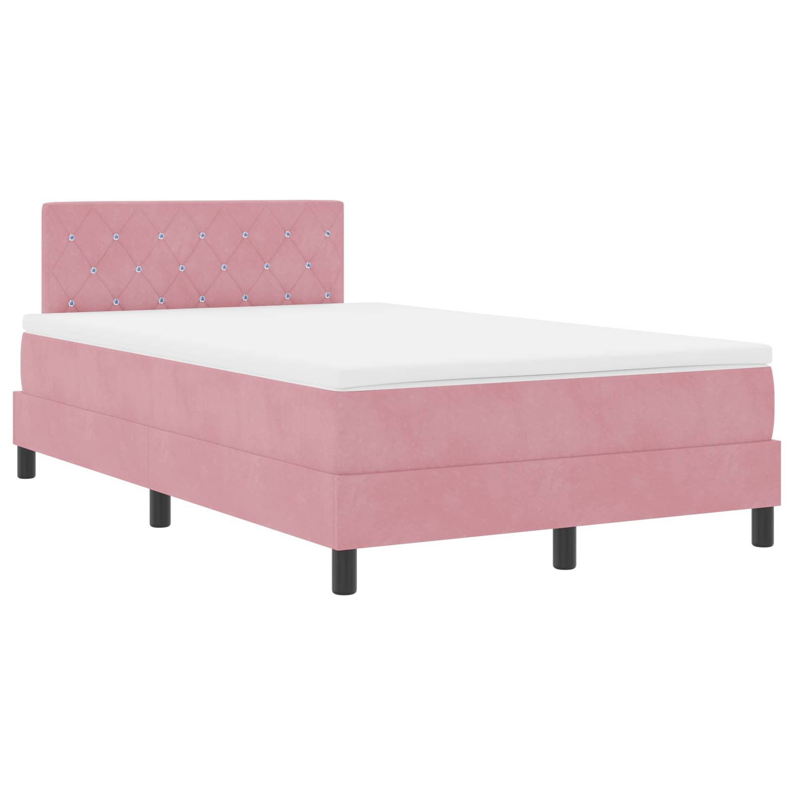 vidaXL Boxspringbett mit Matratze Rosa 120x200 cm Samt
