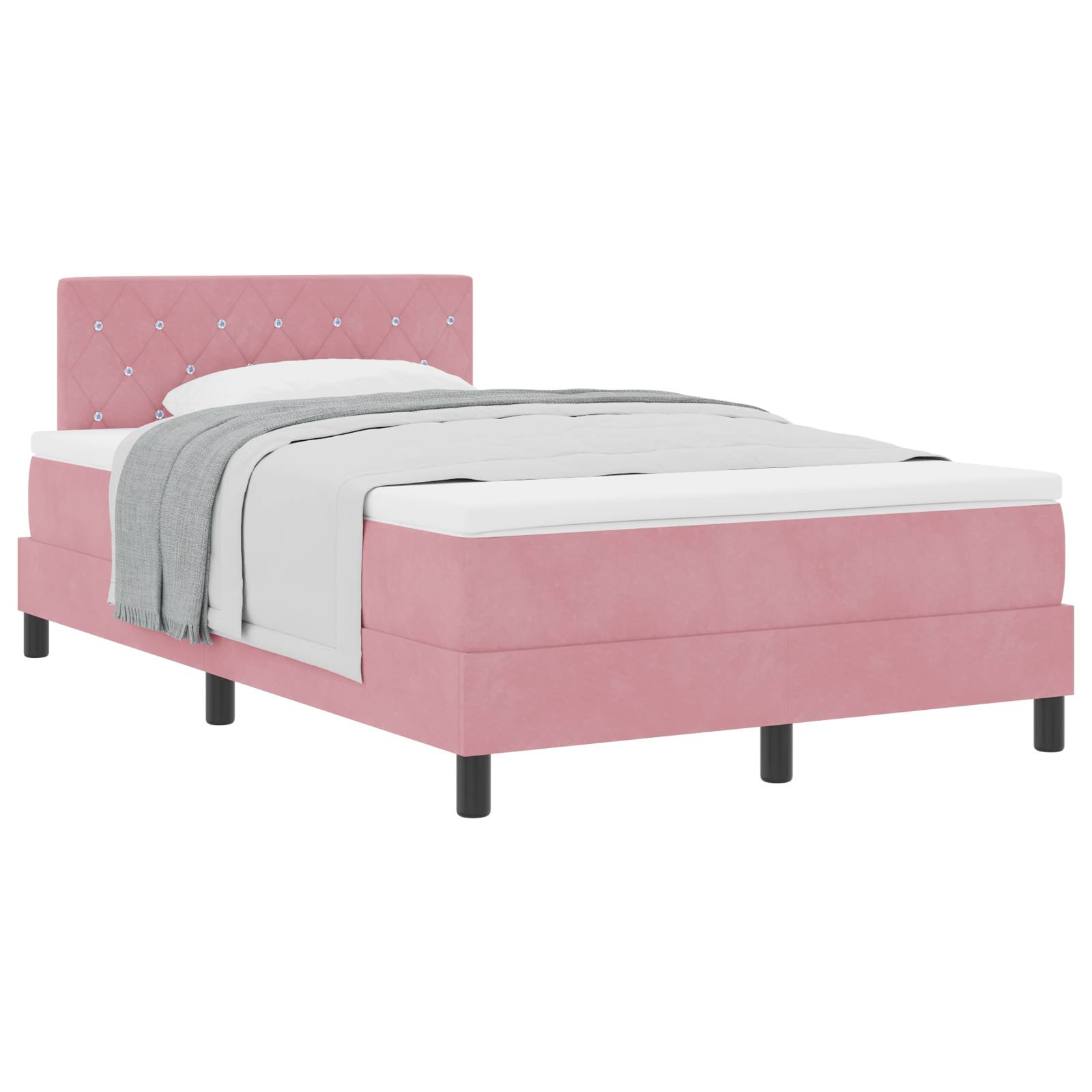 vidaXL Boxspringbett mit Matratze Rosa 120x200 cm Samt