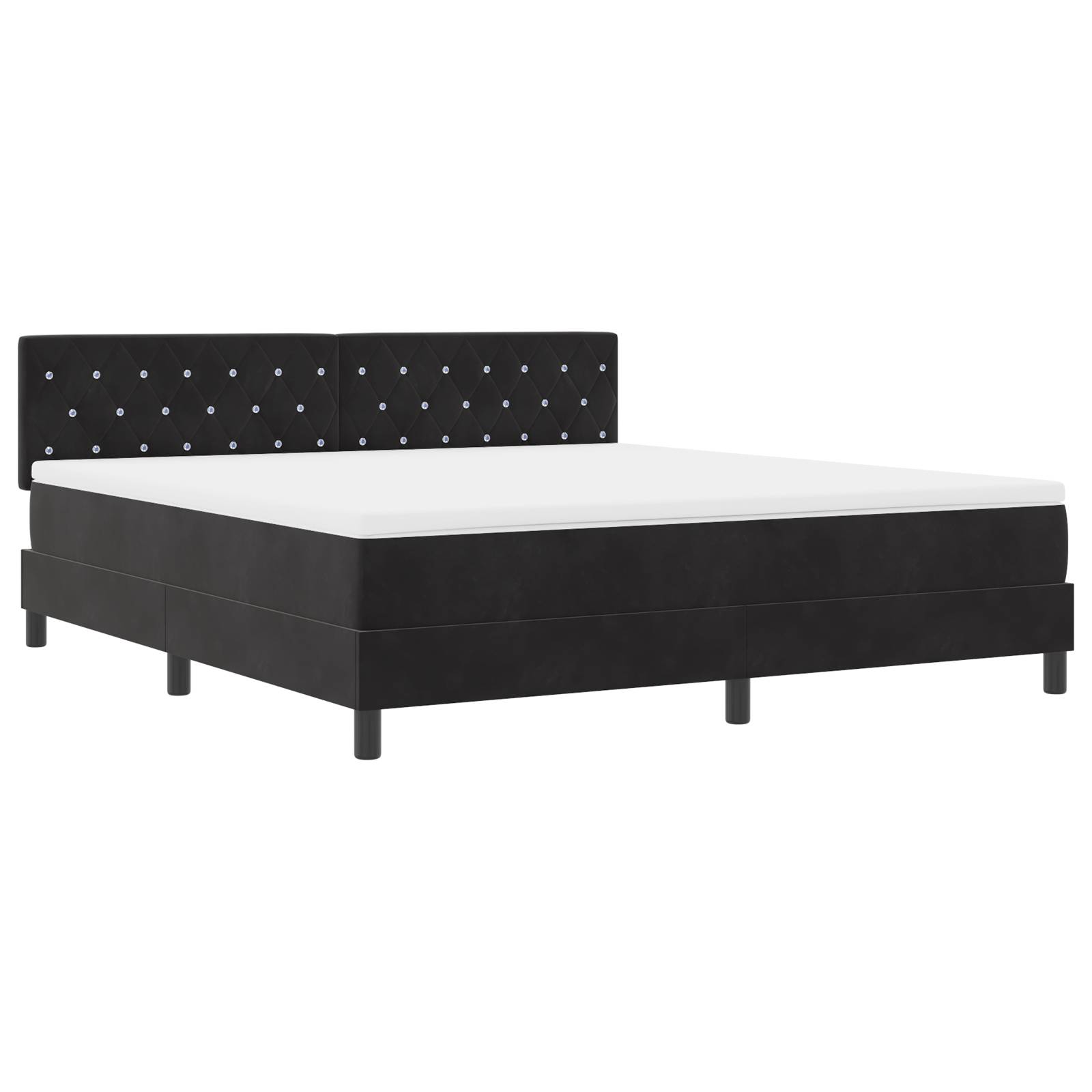 vidaXL Boxspringbett mit Matratze Schwarz Samt