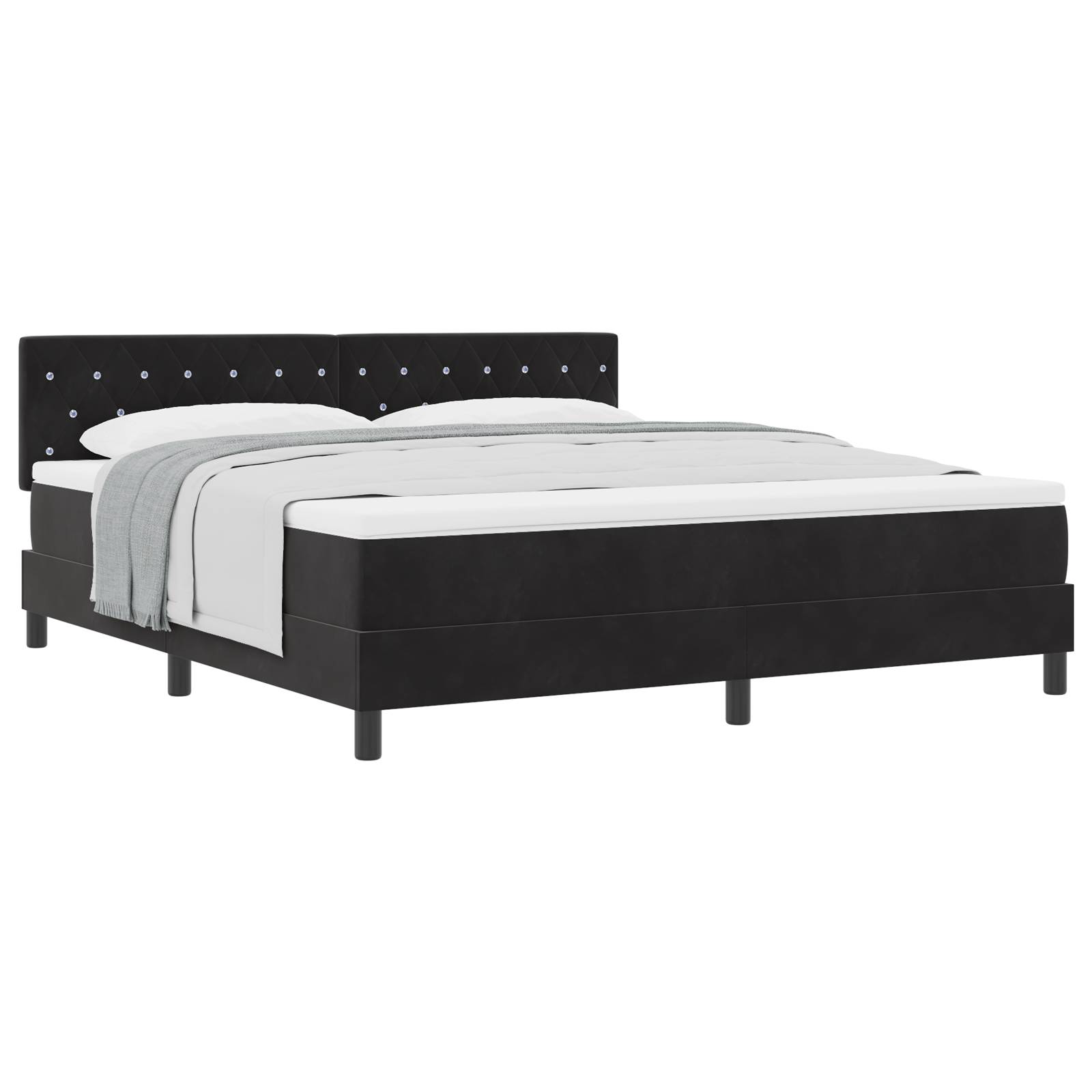 vidaXL Boxspringbett mit Matratze Schwarz Samt