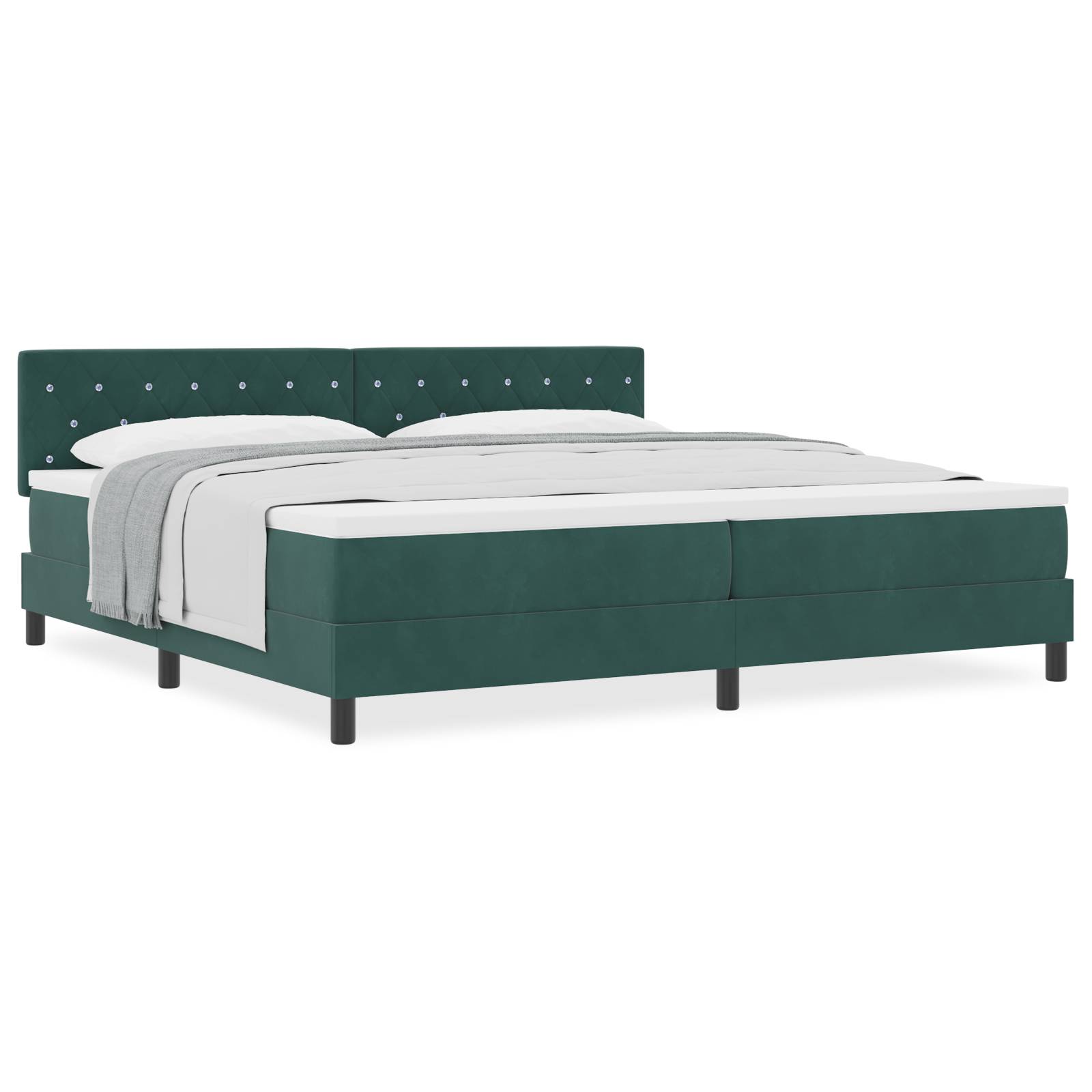 vidaXL Boxspringbett mit Matratze Dunkelgrün 200x200 cm Samt