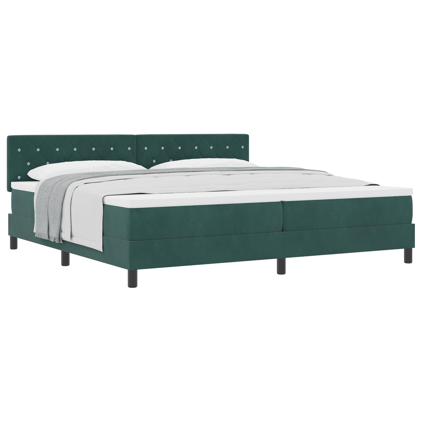 vidaXL Boxspringbett mit Matratze Dunkelgrün 200x200 cm Samt