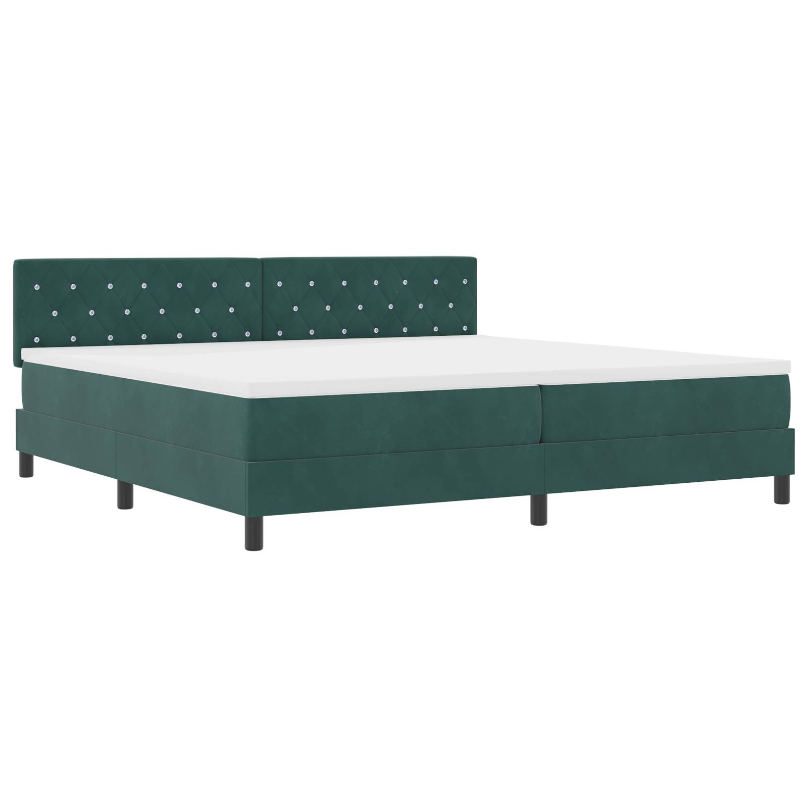 vidaXL Boxspringbett mit Matratze Dunkelgrün 200x200 cm Samt