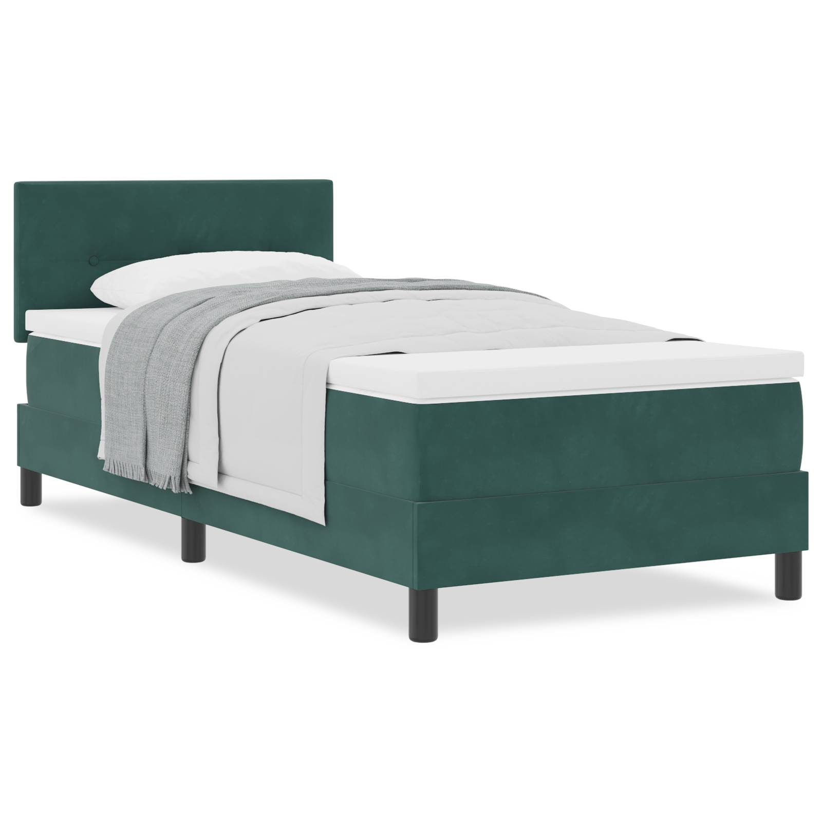 vidaXL Boxspringbett mit Matratze Dunkelgrün Samt