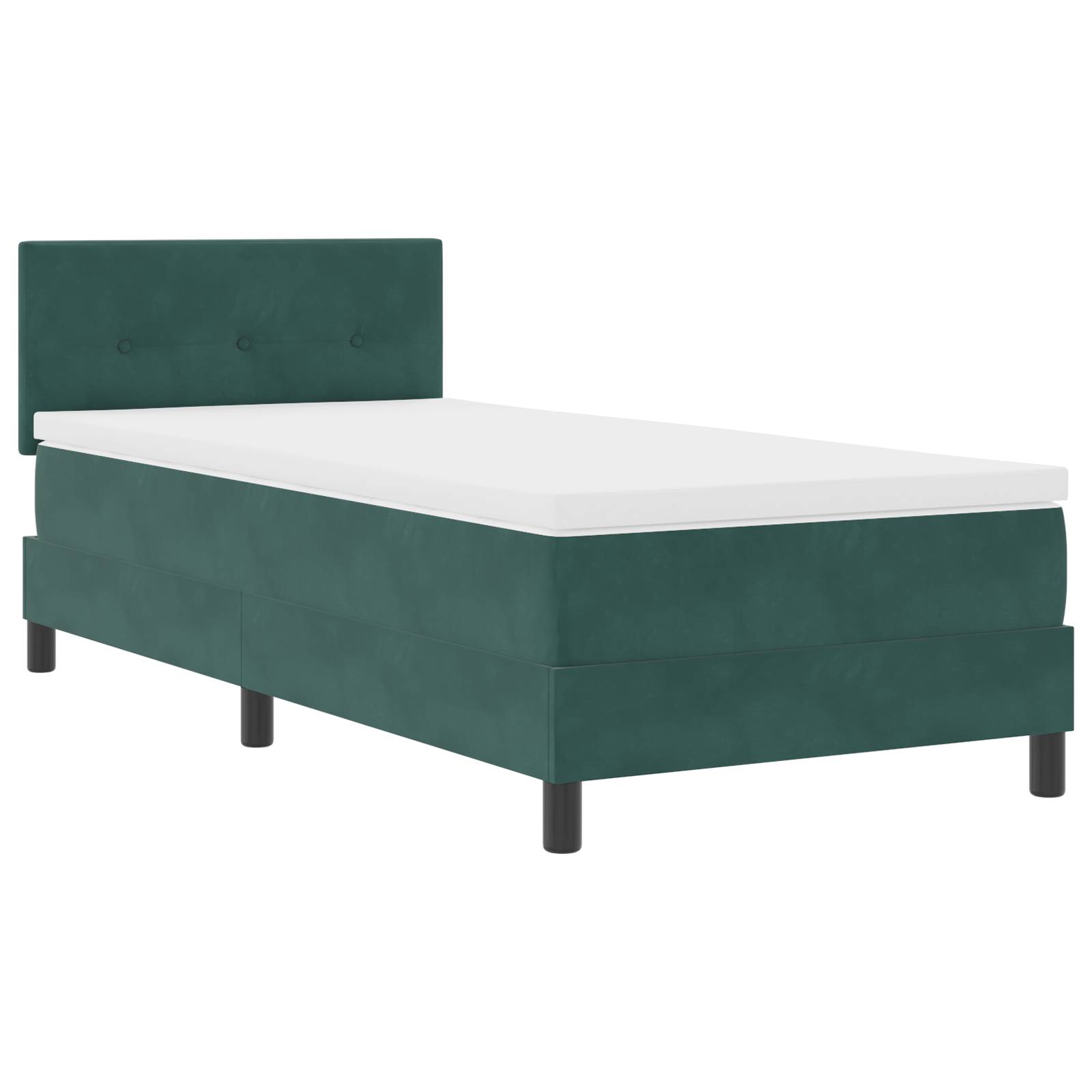vidaXL LED Boxspringbett mit Matratze Dunkelgrün 80x200 cm Samt