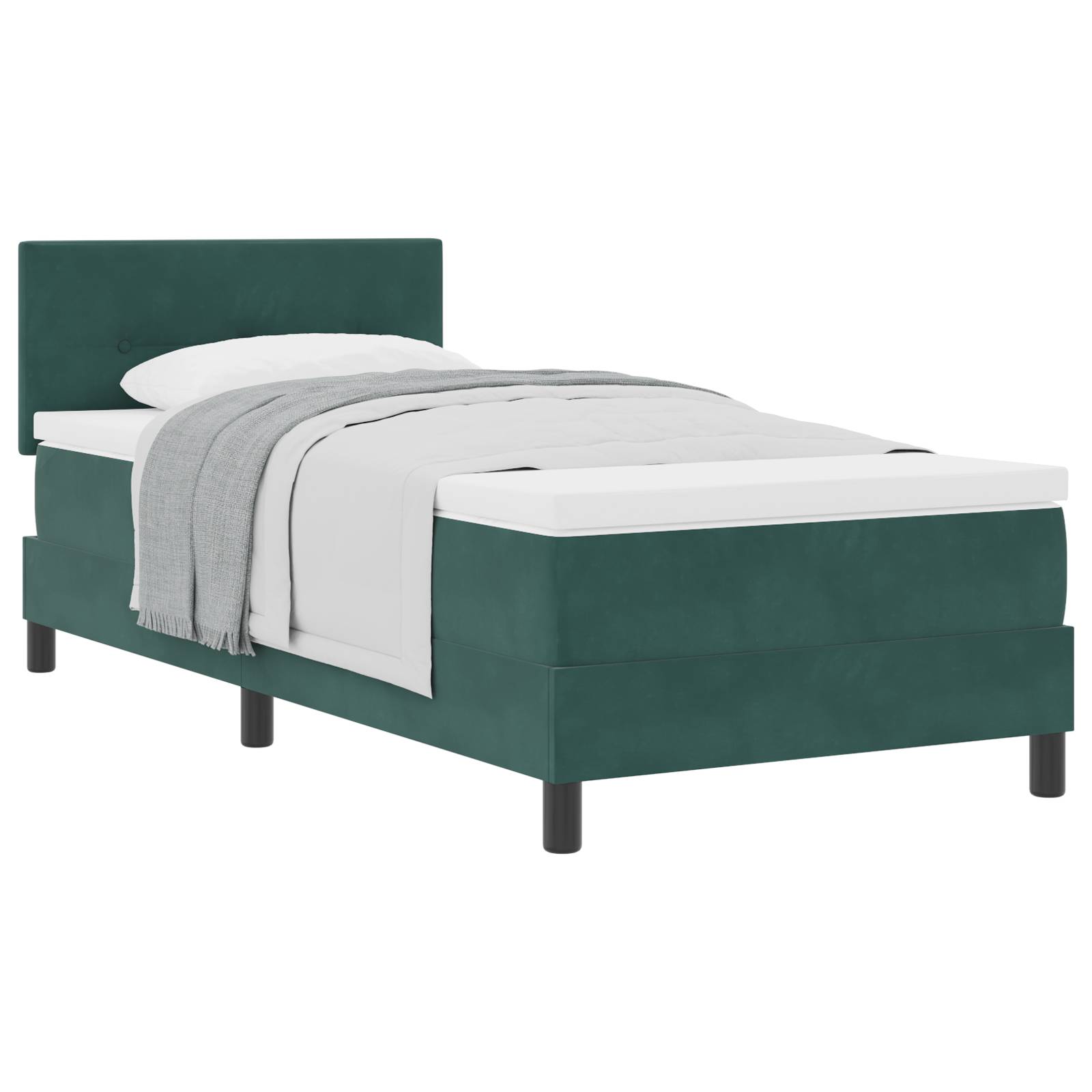 vidaXL Boxspringbett mit Matratze Dunkelgrün Samt
