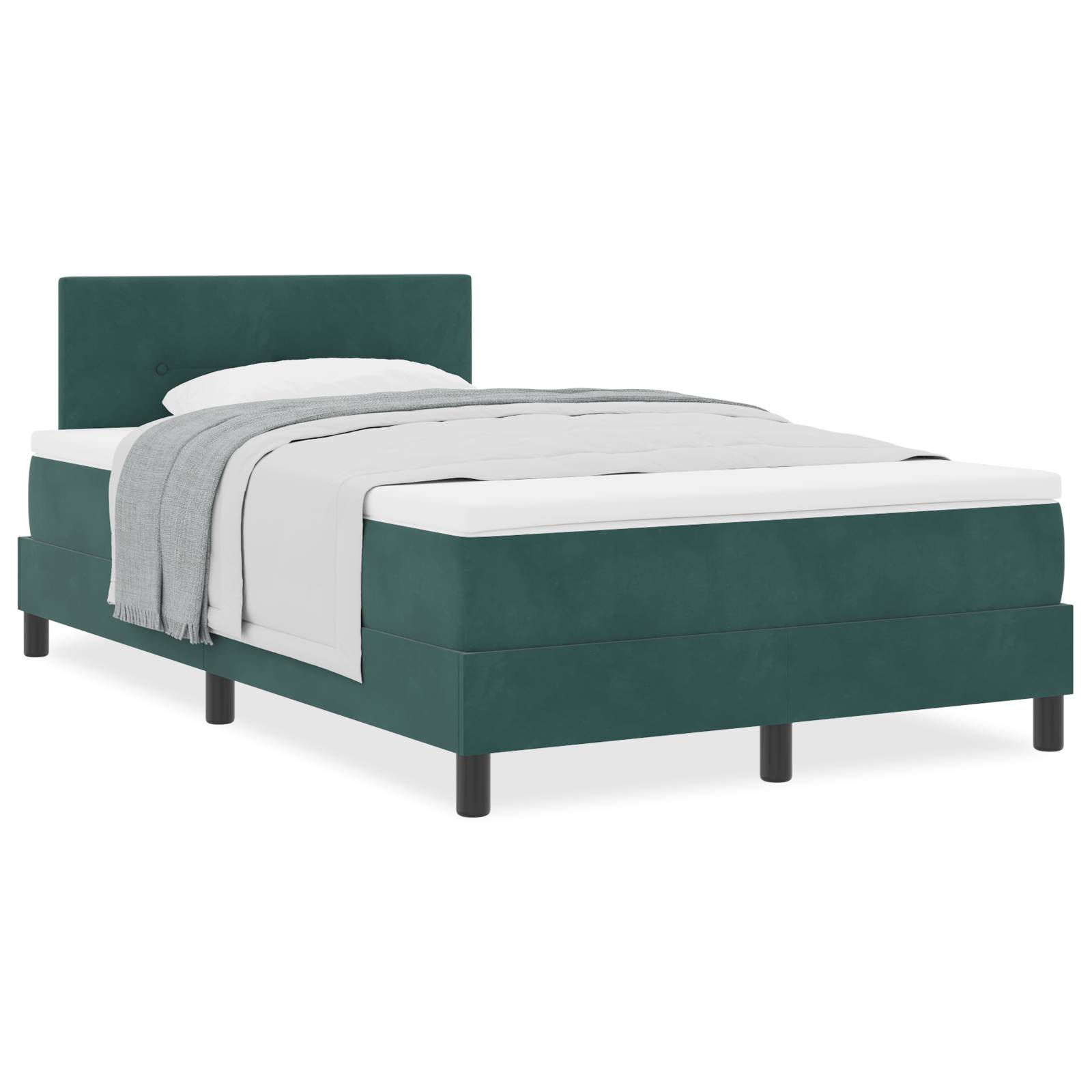 vidaXL Boxspringbett mit Matratze Dunkelgrün 120x200 cm Samt