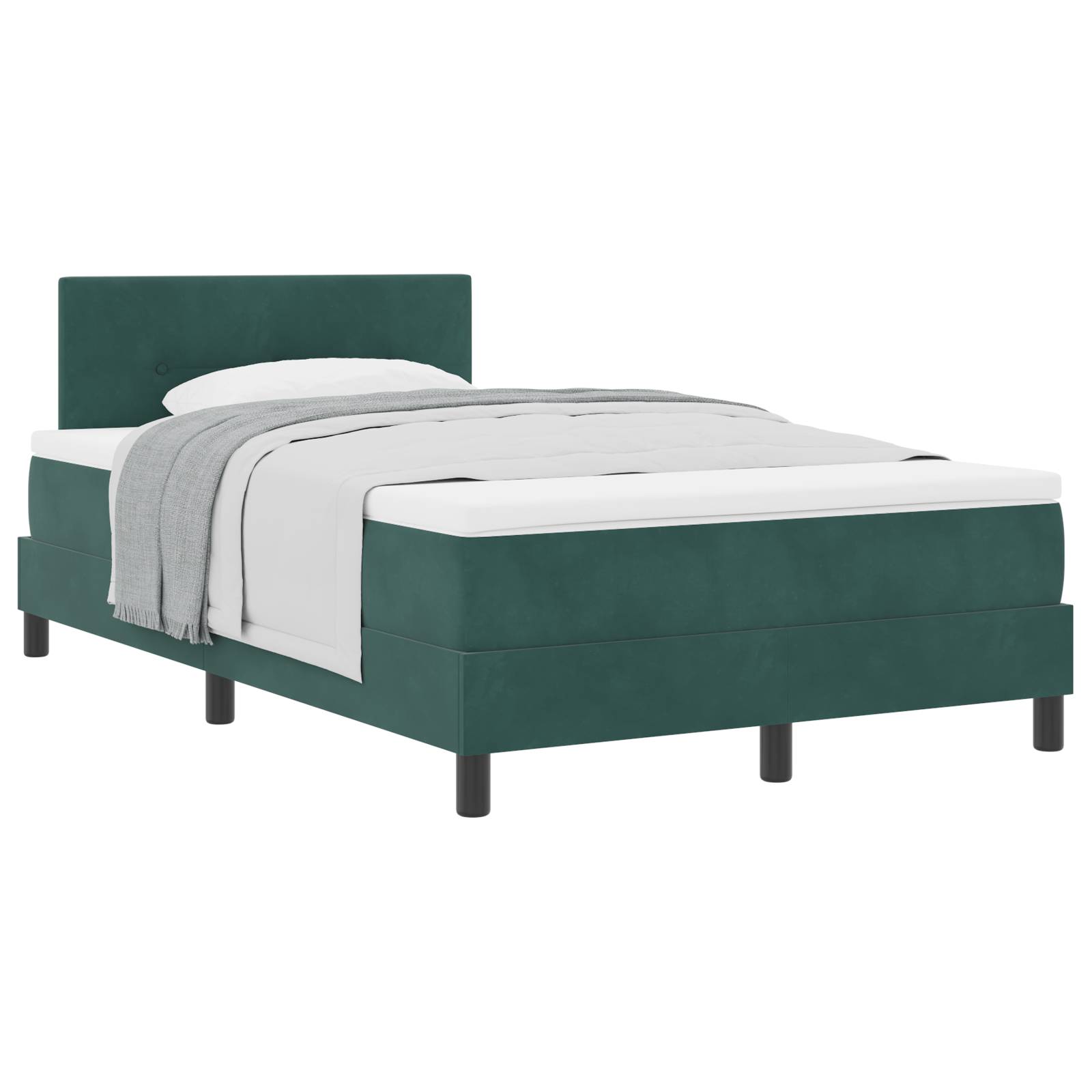 vidaXL Boxspringbett mit Matratze Dunkelgrün 120x200 cm Samt