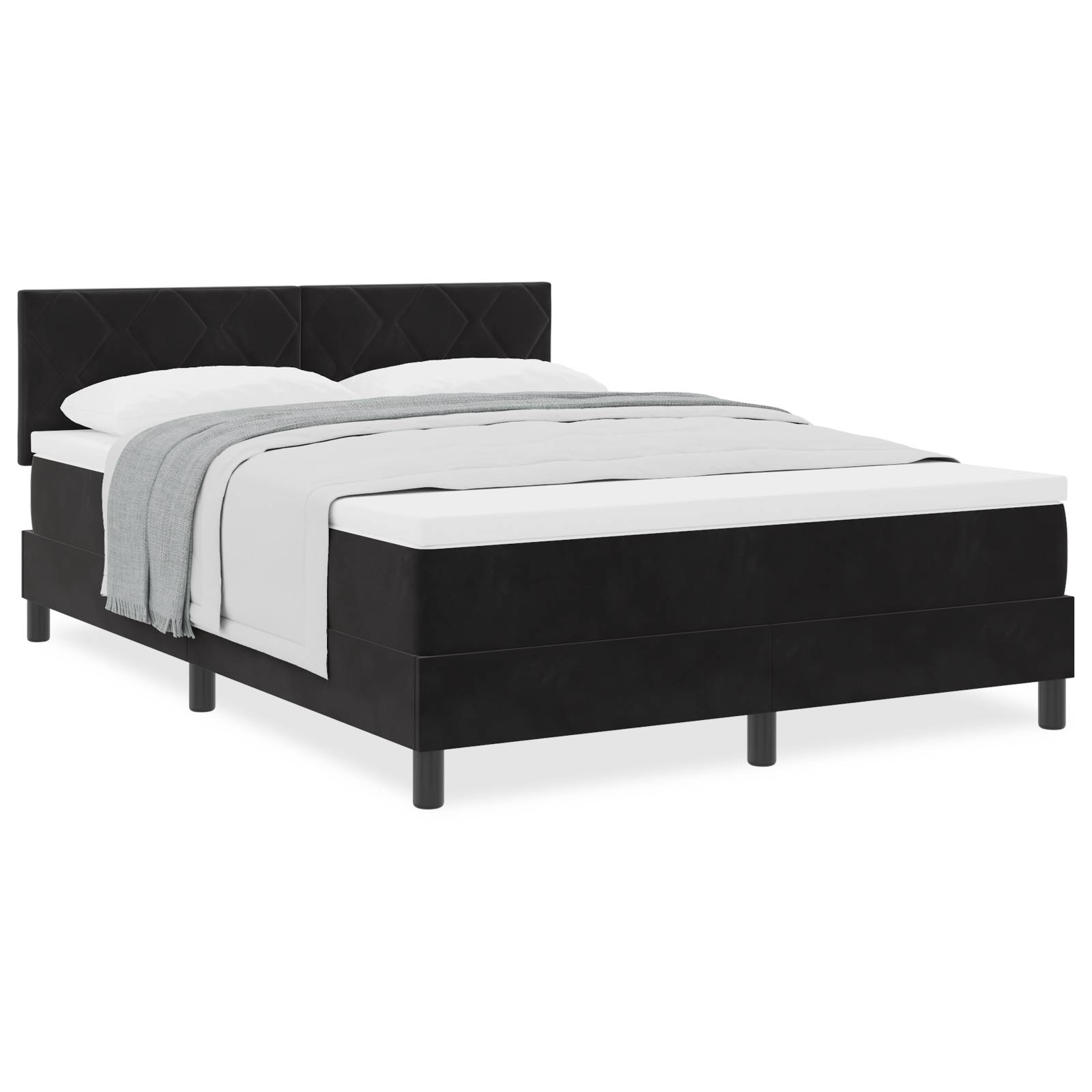 vidaXL Boxspringbett mit Matratze Schwarz 140x200 cm Samt