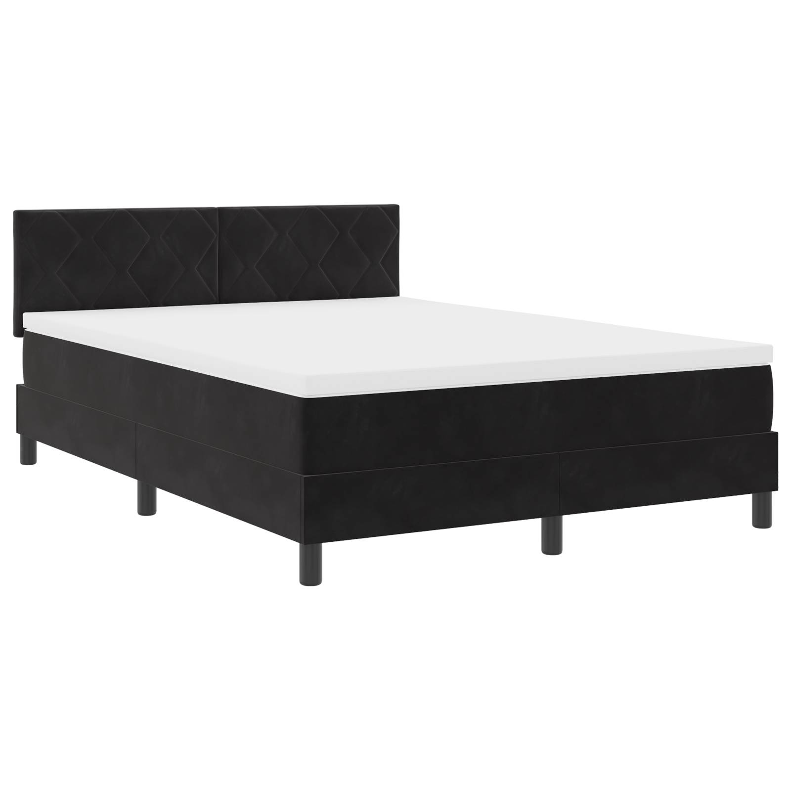 vidaXL LED Boxspringbett mit Matratze Schwarz 140x190 cm Samt