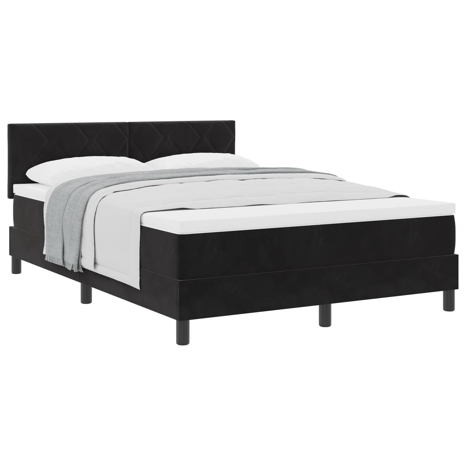 vidaXL Boxspringbett mit Matratze Schwarz 140x200 cm Samt