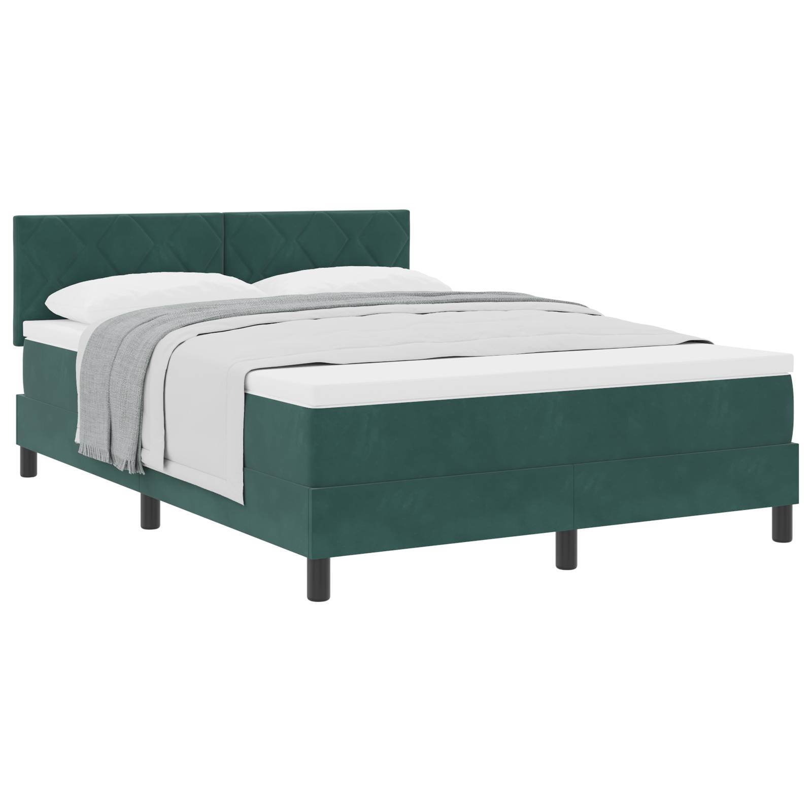 vidaXL Boxspringbett mit Matratze Dunkelgrün 140x190 cm Samt