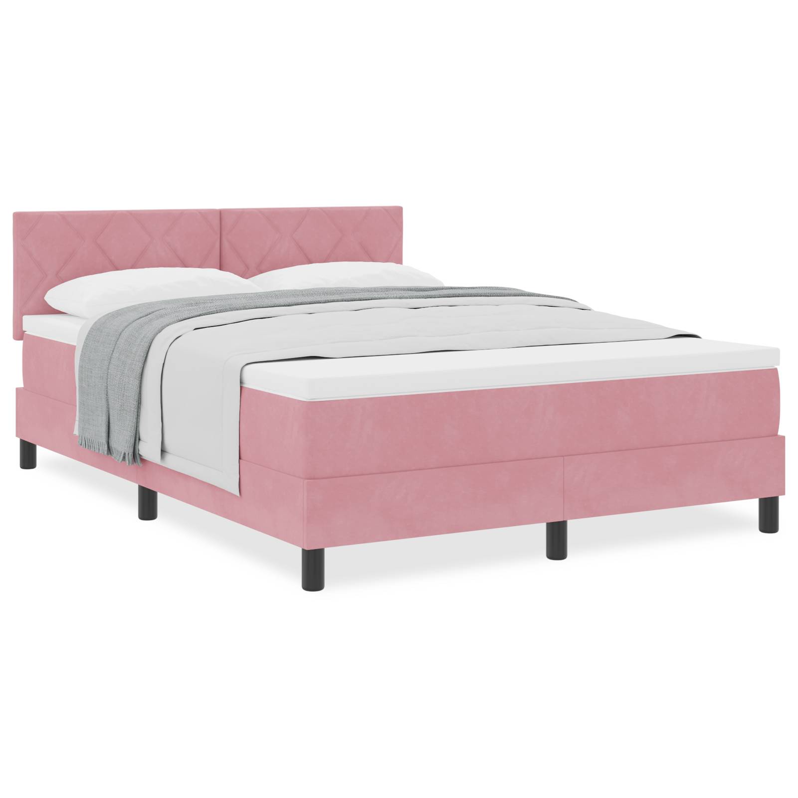 vidaXL Boxspringbett mit Matratze Rosa 160x200 cm Samt