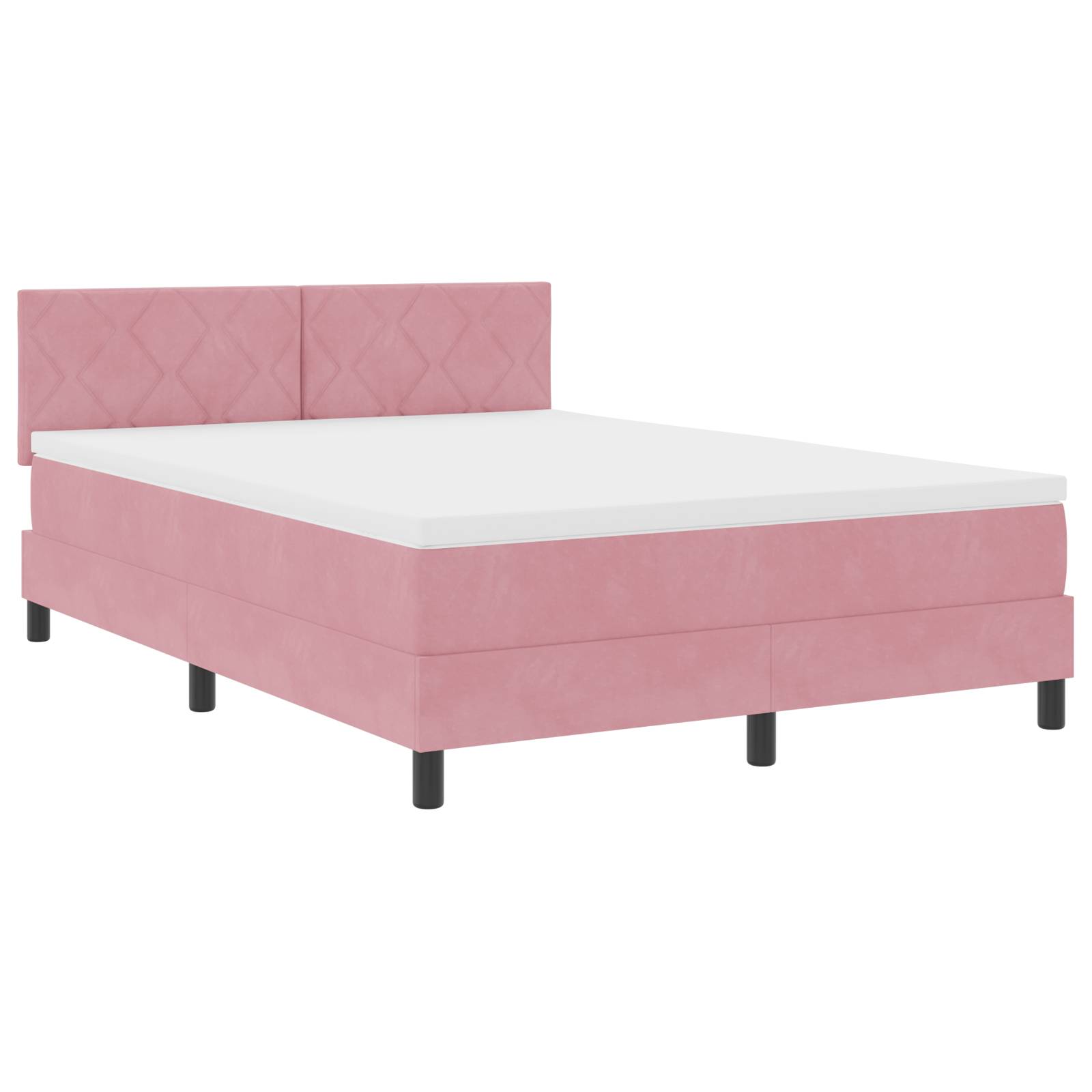 vidaXL Boxspringbett mit Matratze Rosa 160x200 cm Samt