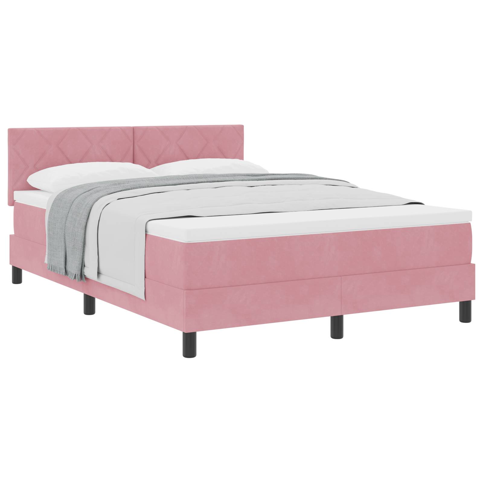 vidaXL Boxspringbett mit Matratze Rosa 160x200 cm Samt