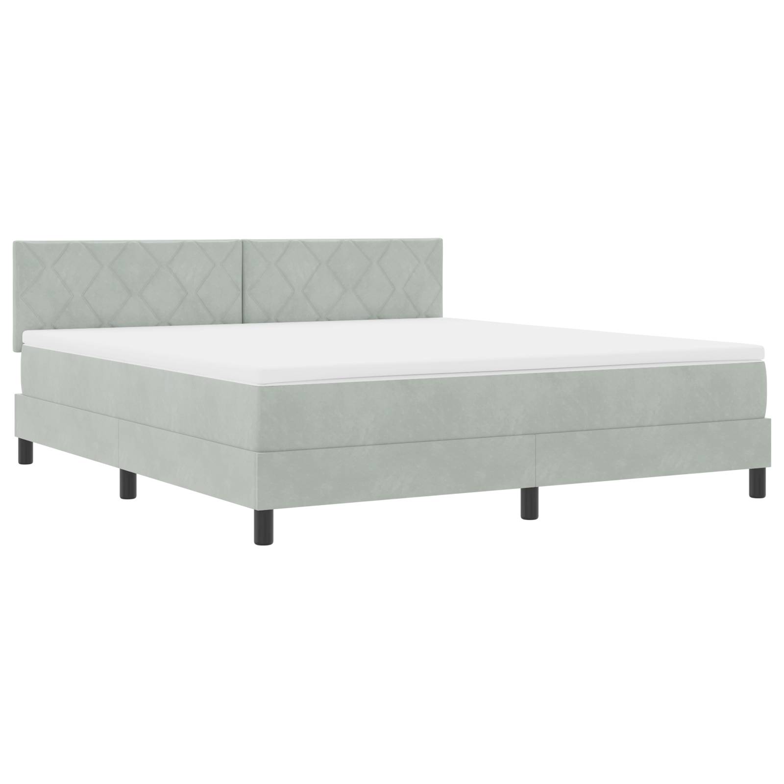 vidaXL Boxspringbett mit Matratze Hellgrau Samt