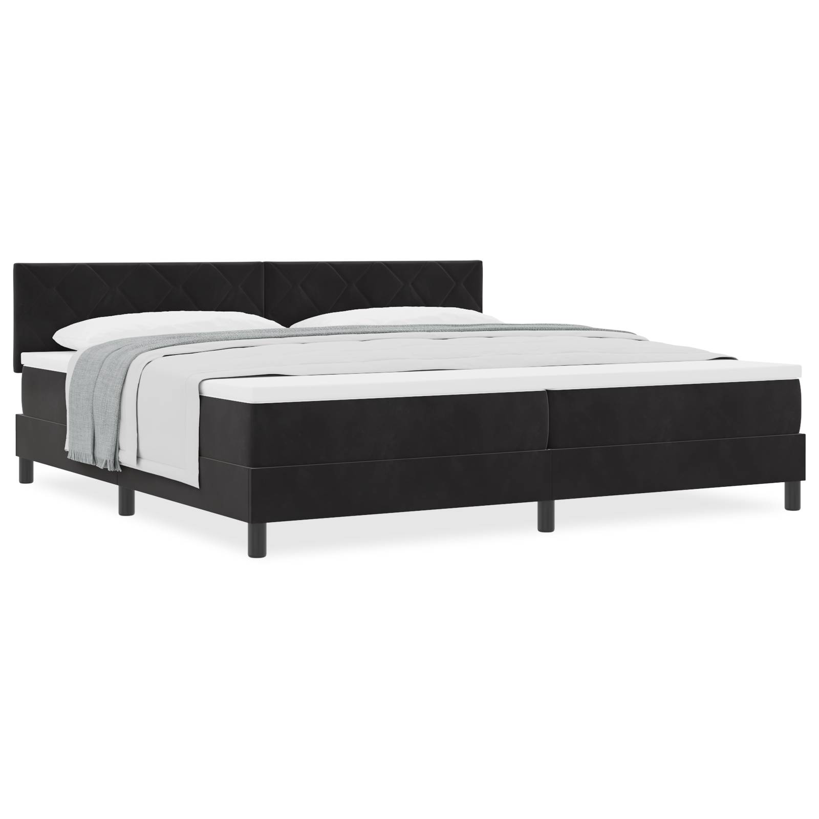vidaXL Boxspringbett mit Matratze Schwarz 200x200 cm Samt