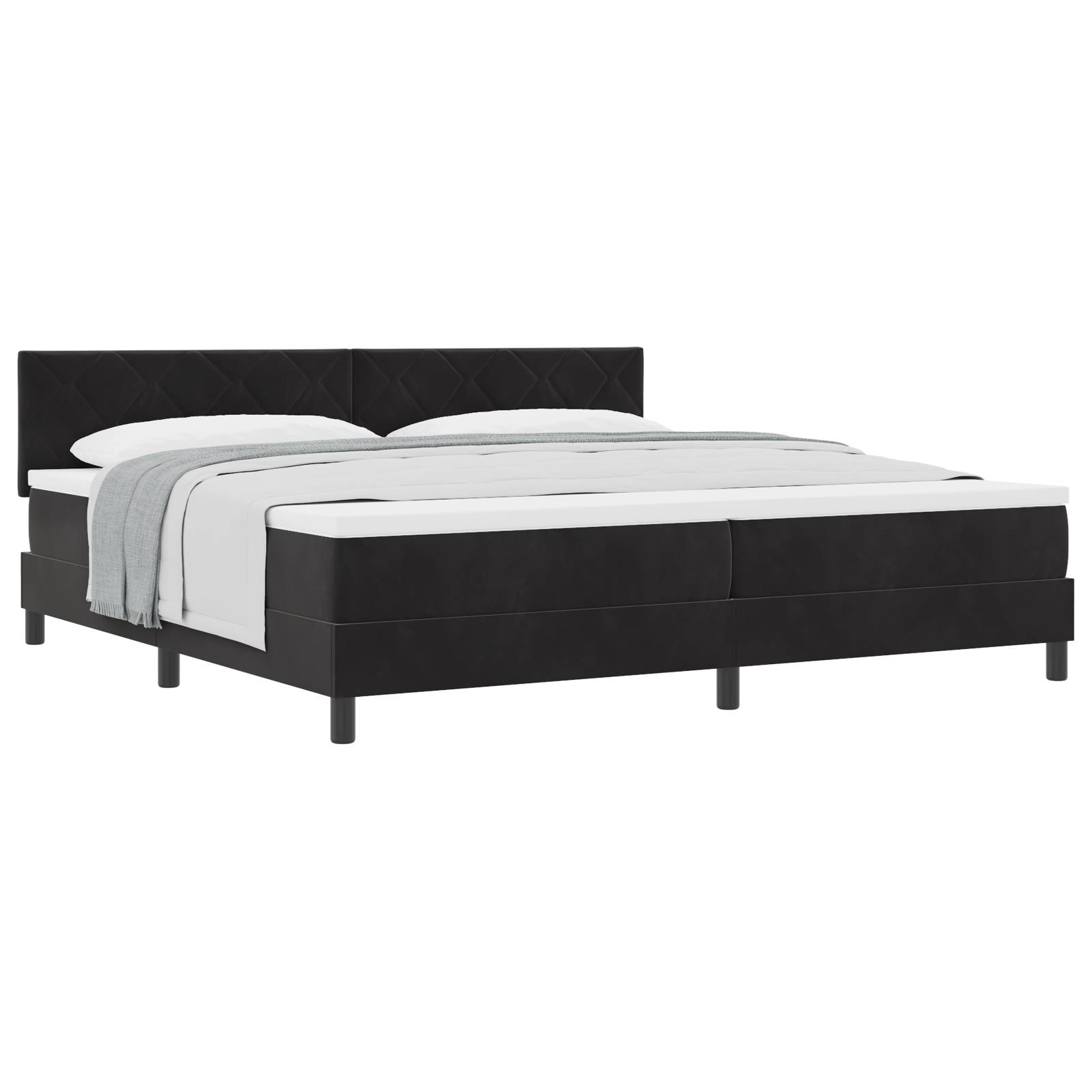 vidaXL Boxspringbett mit Matratze Schwarz 200x200 cm Samt