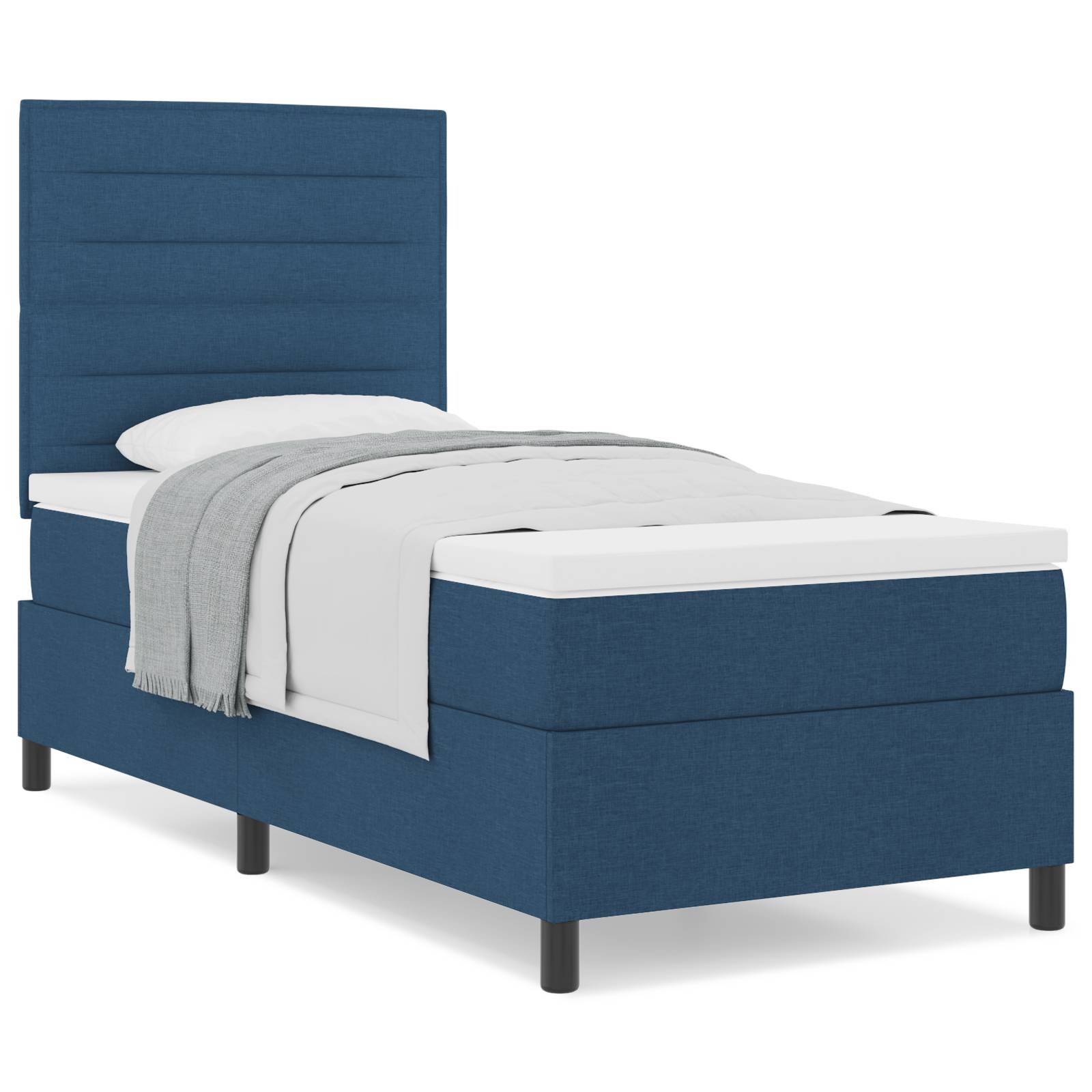 vidaXL Boxspringbett mit Matratze Blau Einzelstoff