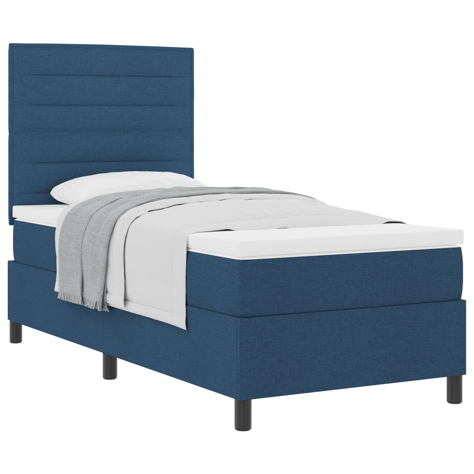 vidaXL Boxspringbett mit Matratze Blau Einzelstoff
