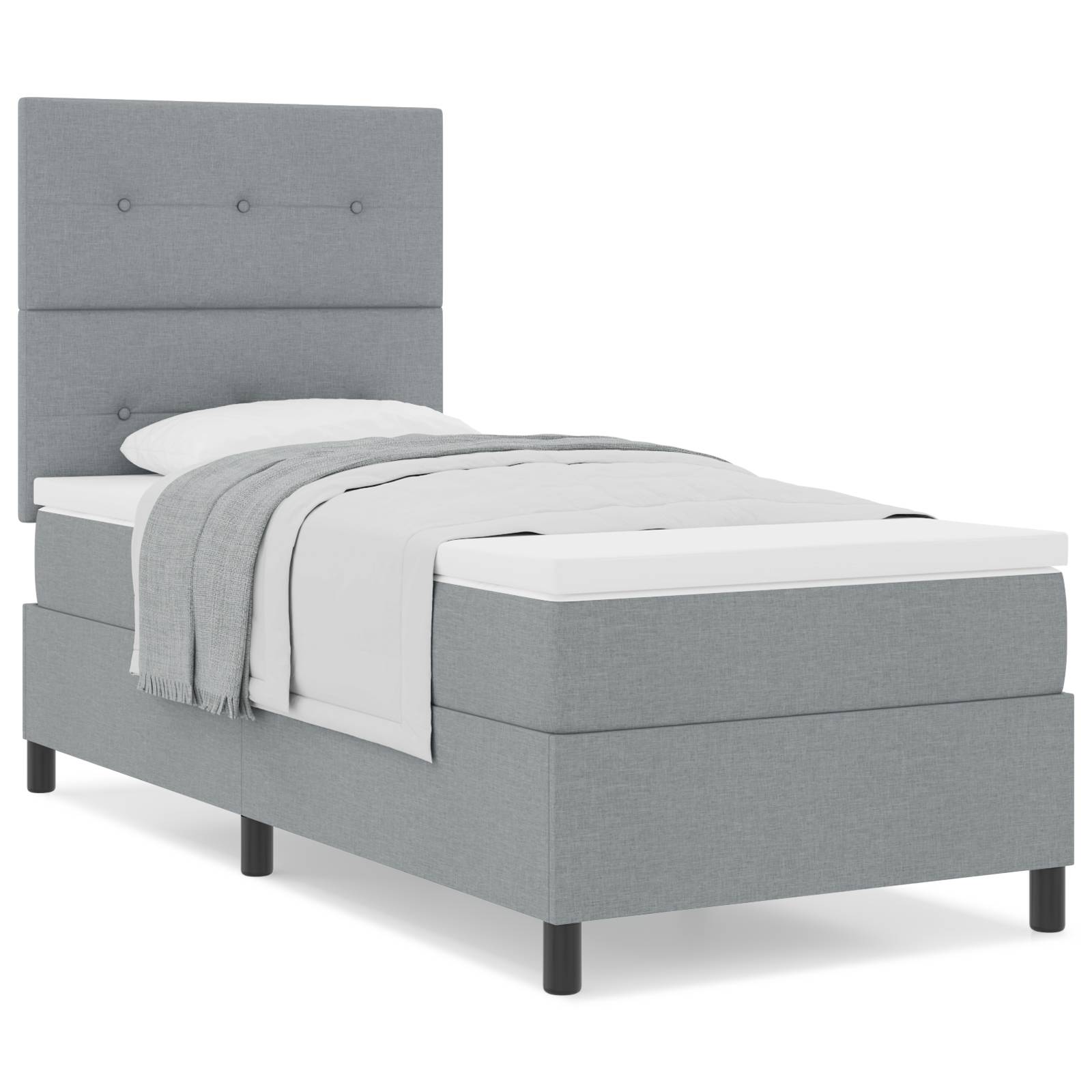 vidaXL Boxspringbett mit Matratze Hellgrau 80x200 cm Stoff