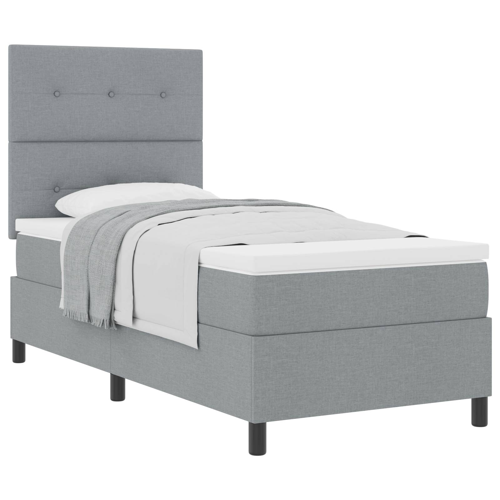 vidaXL Boxspringbett mit Matratze Hellgrau 80x200 cm Stoff