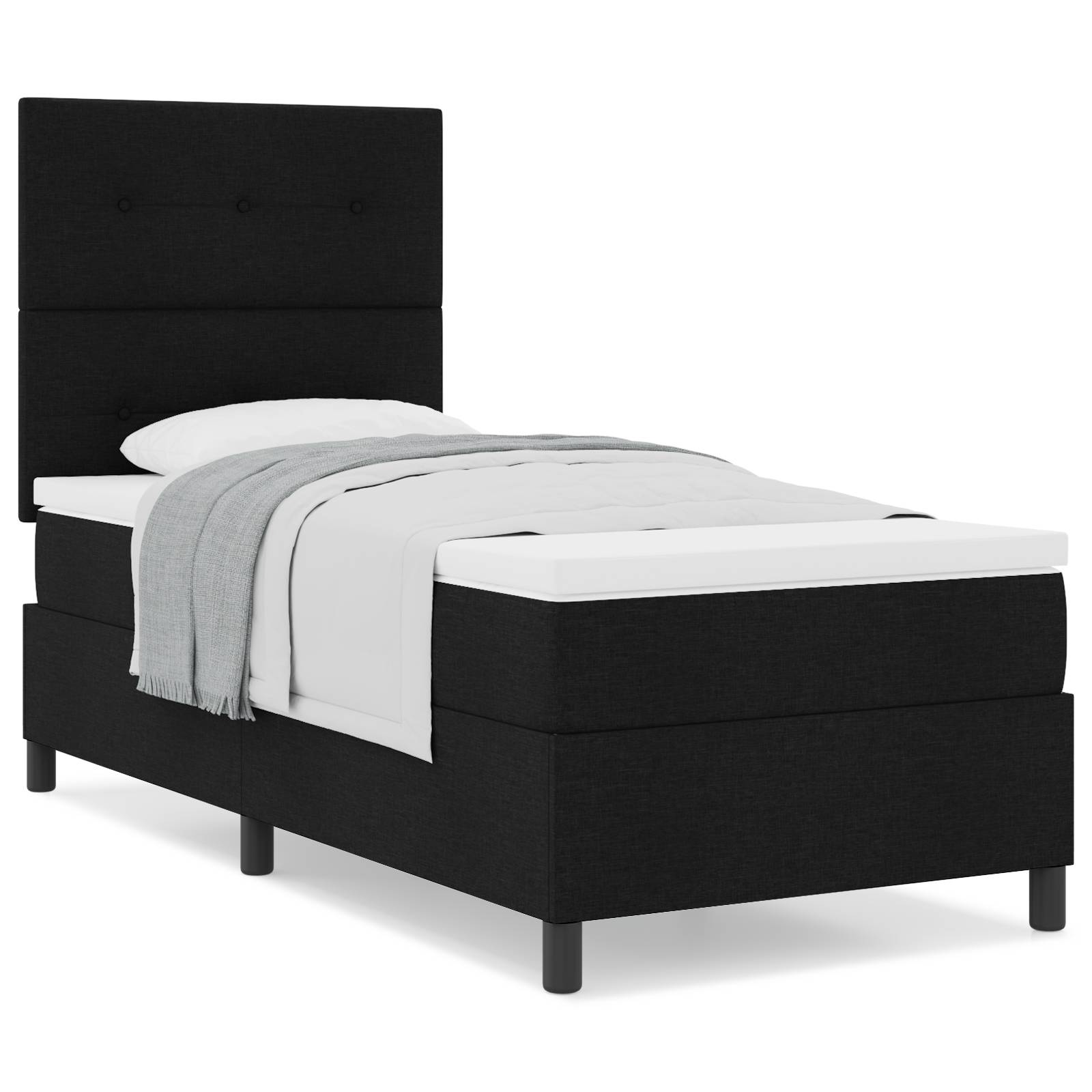 vidaXL Boxspringbett mit Matratze Schwarz 100x200 cm Stoff