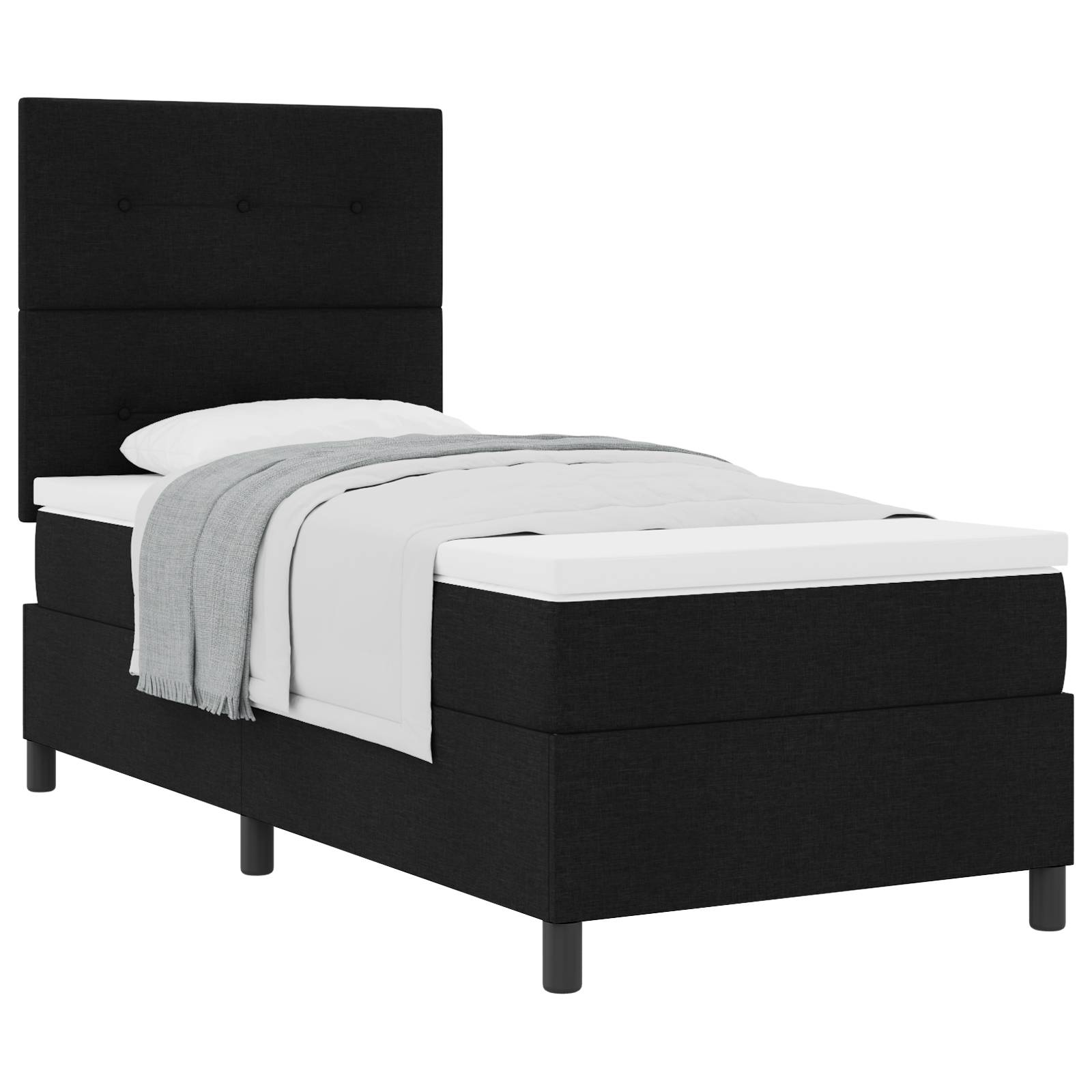 vidaXL Boxspringbett mit Matratze Schwarz 100x200 cm Stoff