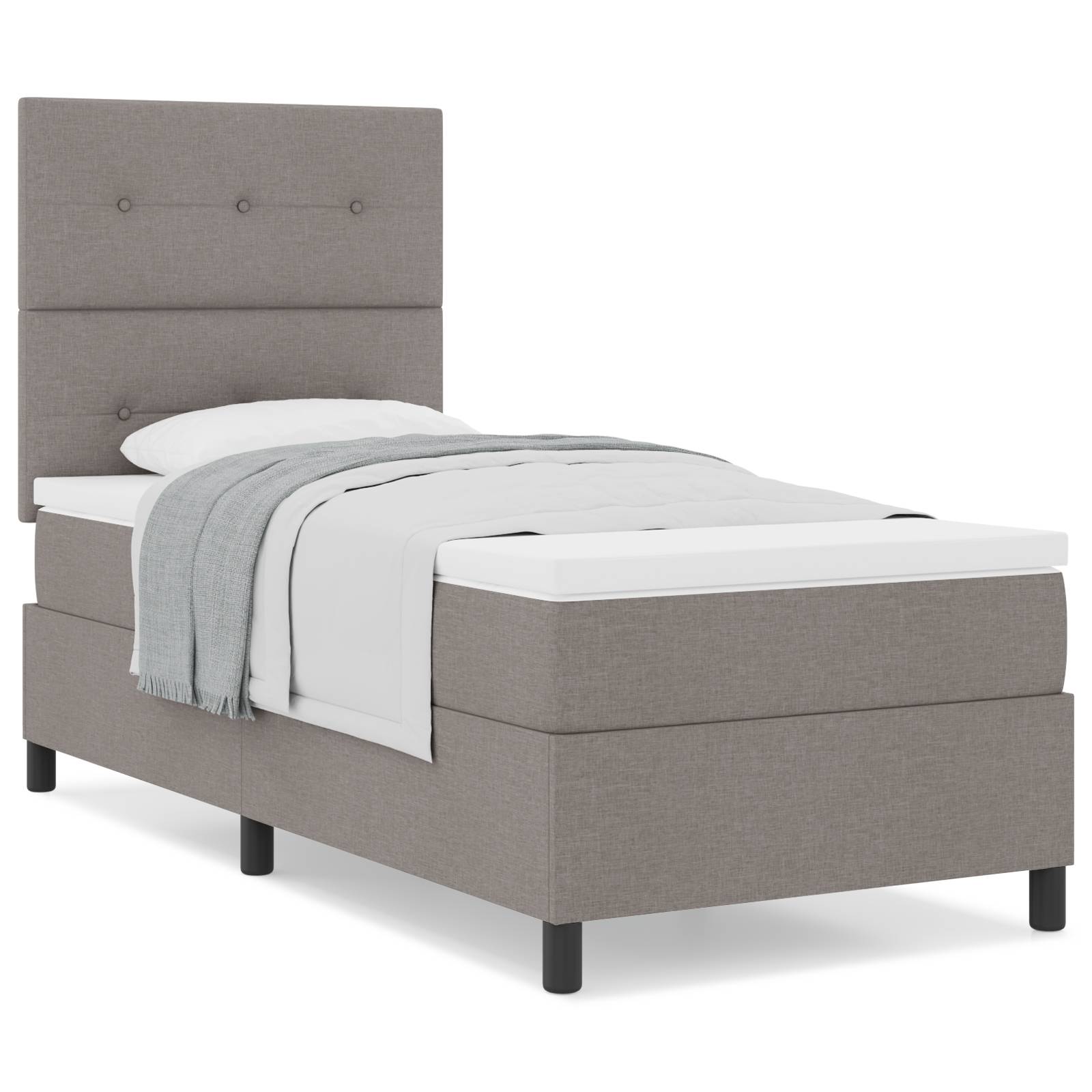 vidaXL Boxspringbett mit Matratze Taupe 80x200 cm Stoff