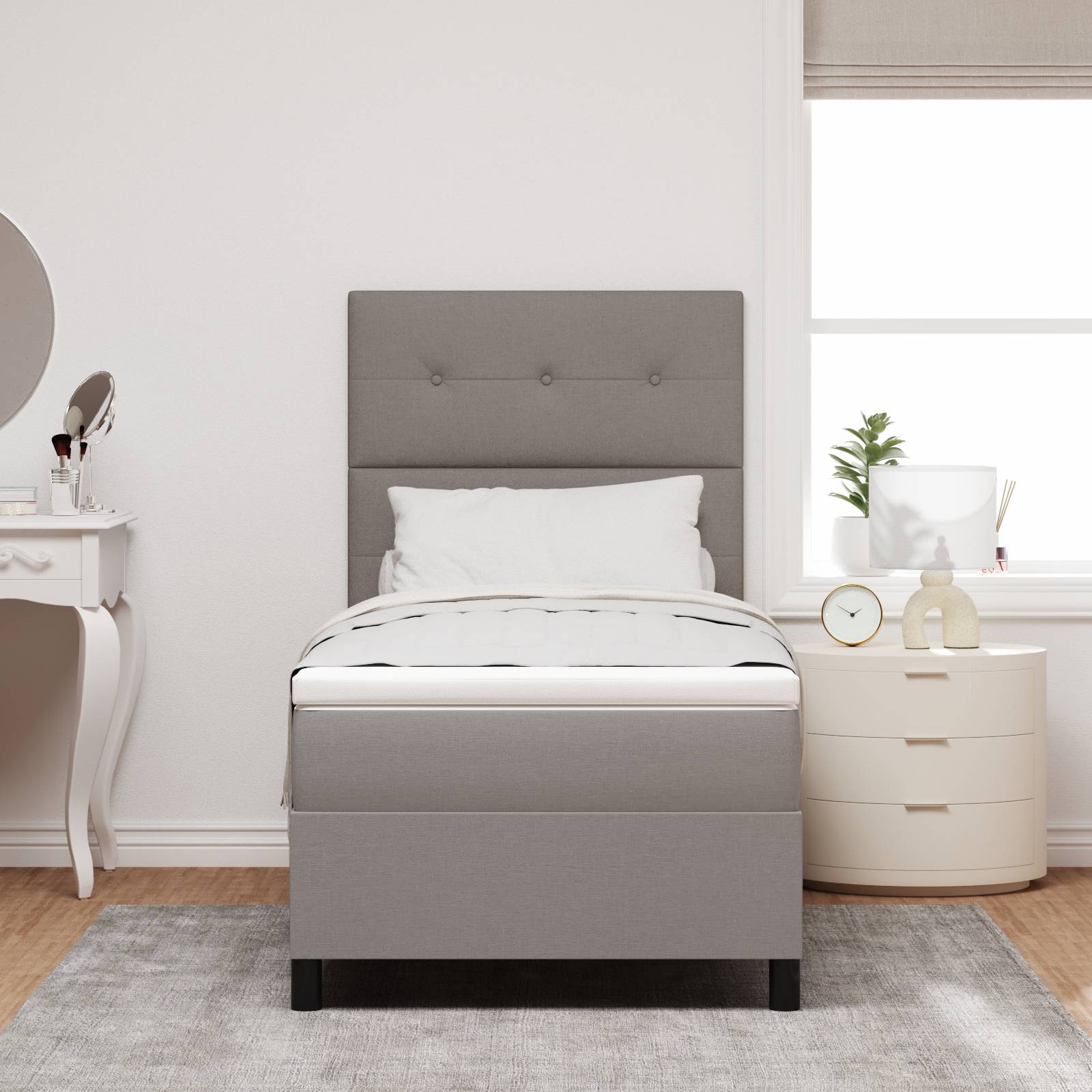 vidaXL Boxspringbett mit Matratze Taupe 80x200 cm Stoff