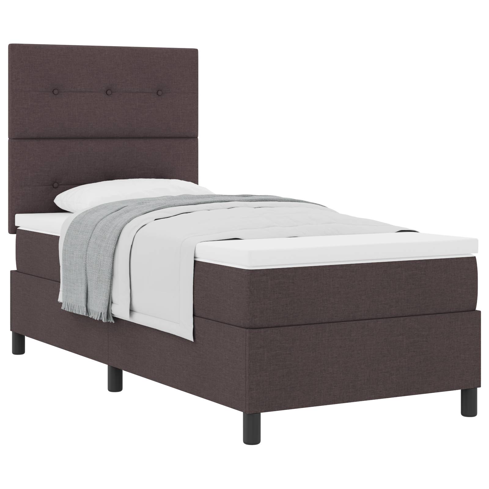 vidaXL Boxspringbett mit Matratze Dunkelbraun 100x200 cm Stoff