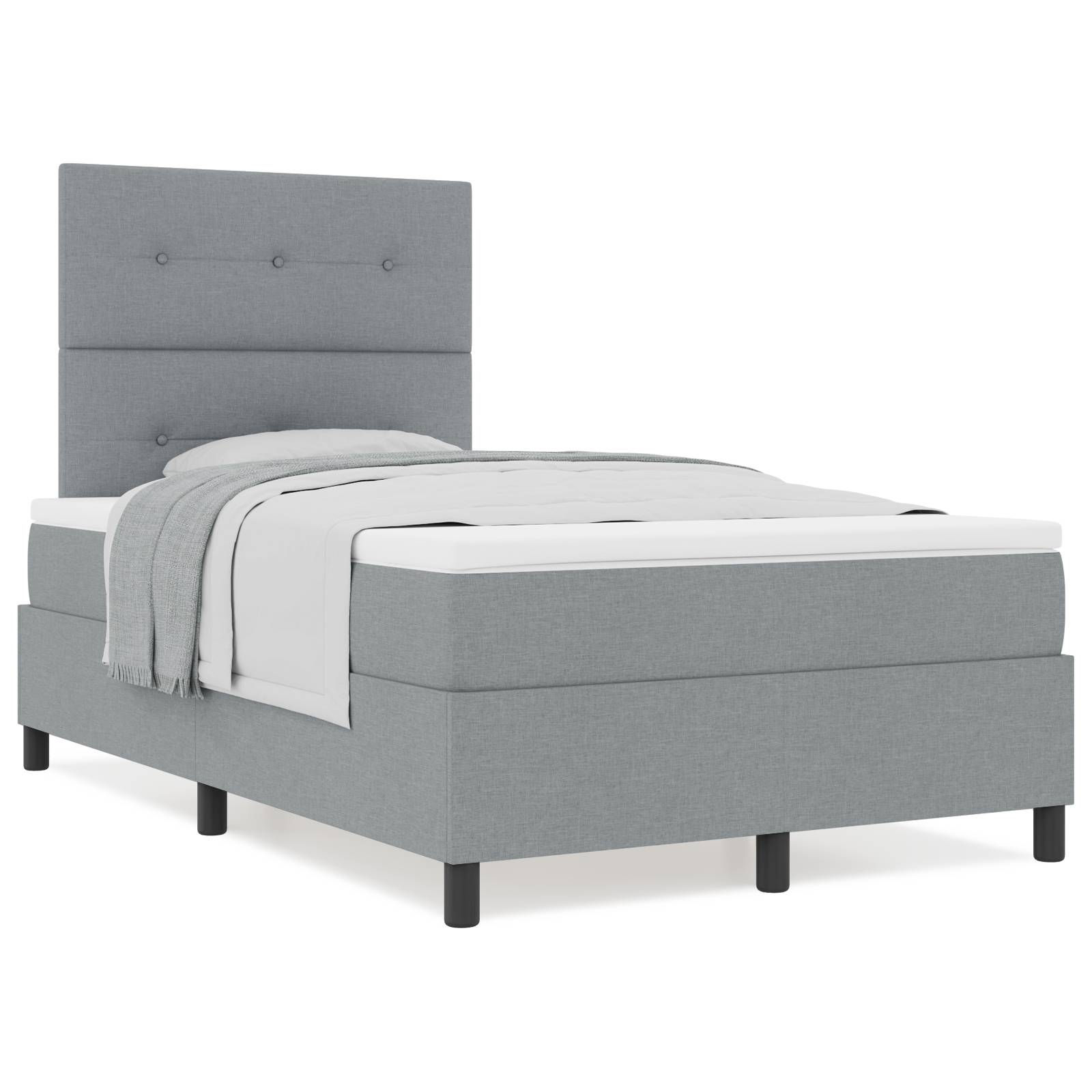 vidaXL Boxspringbett mit Matratze Hellgrau 120x200 cm Stoff