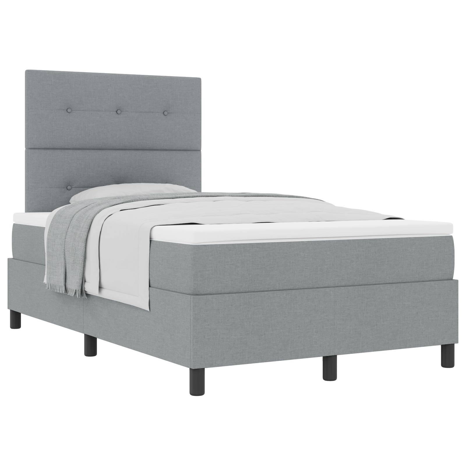 vidaXL Boxspringbett mit Matratze Hellgrau 120x200 cm Stoff