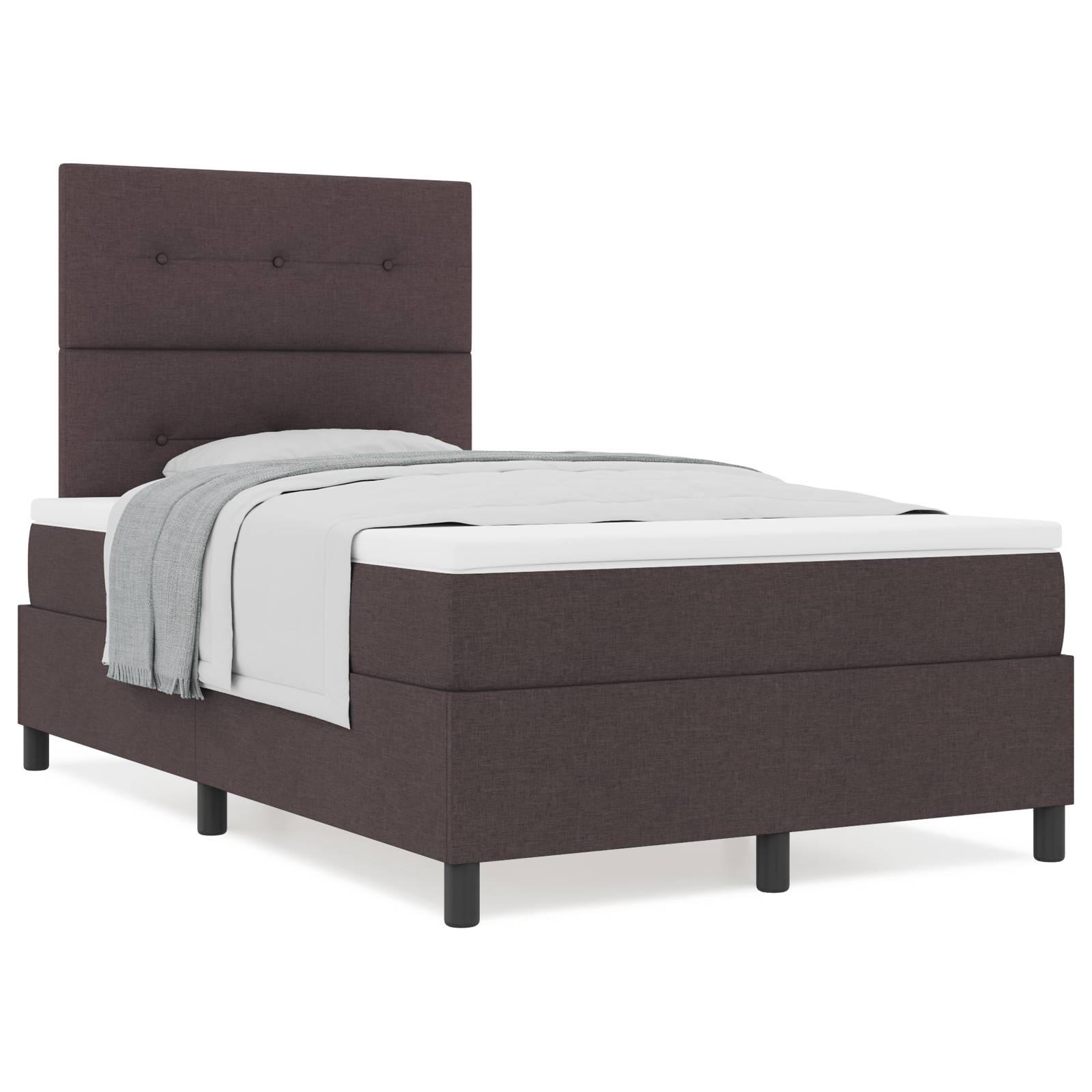vidaXL Boxspringbett mit Matratze Dunkelbraun 120x200 cm Stoff