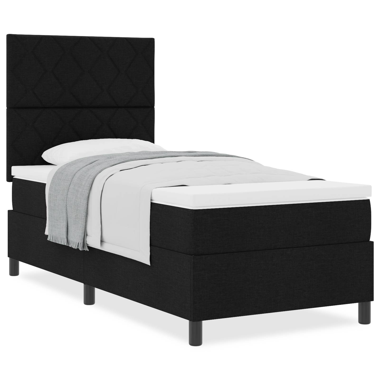 vidaXL Boxspringbett mit Matratze Schwarz 90x200 cm Stoff