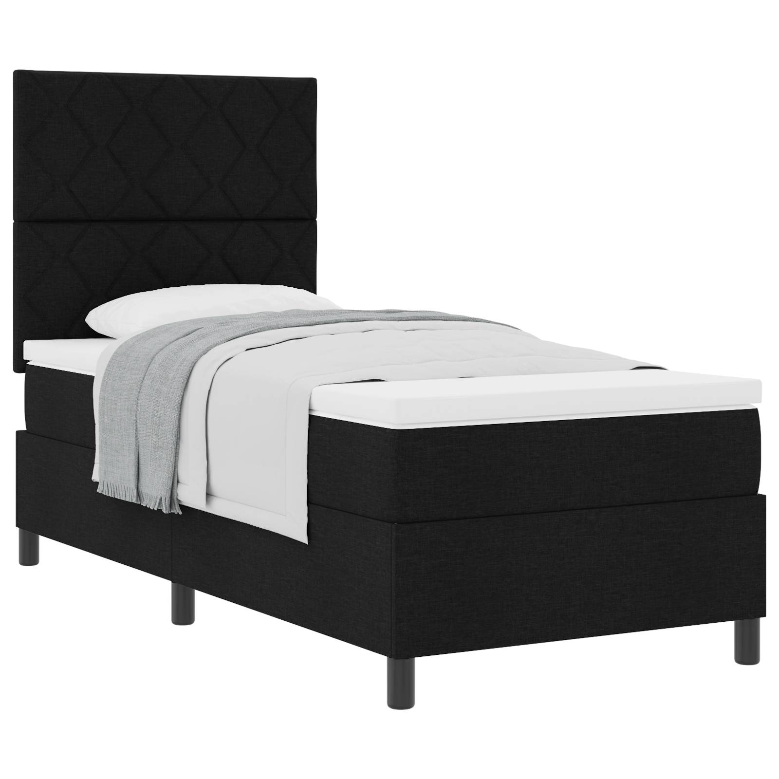 vidaXL Boxspringbett mit Matratze Schwarz 90x200 cm Stoff