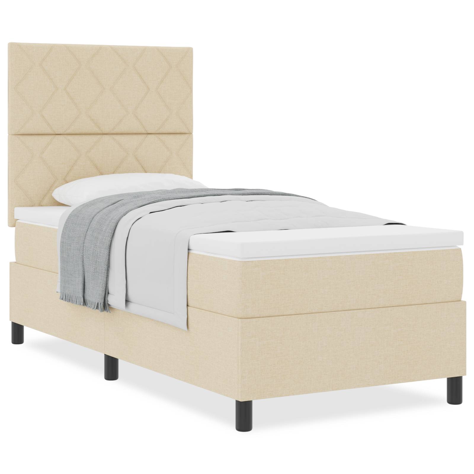 vidaXL Boxspringbett mit Matratze Creme 100x200 cm Stoff