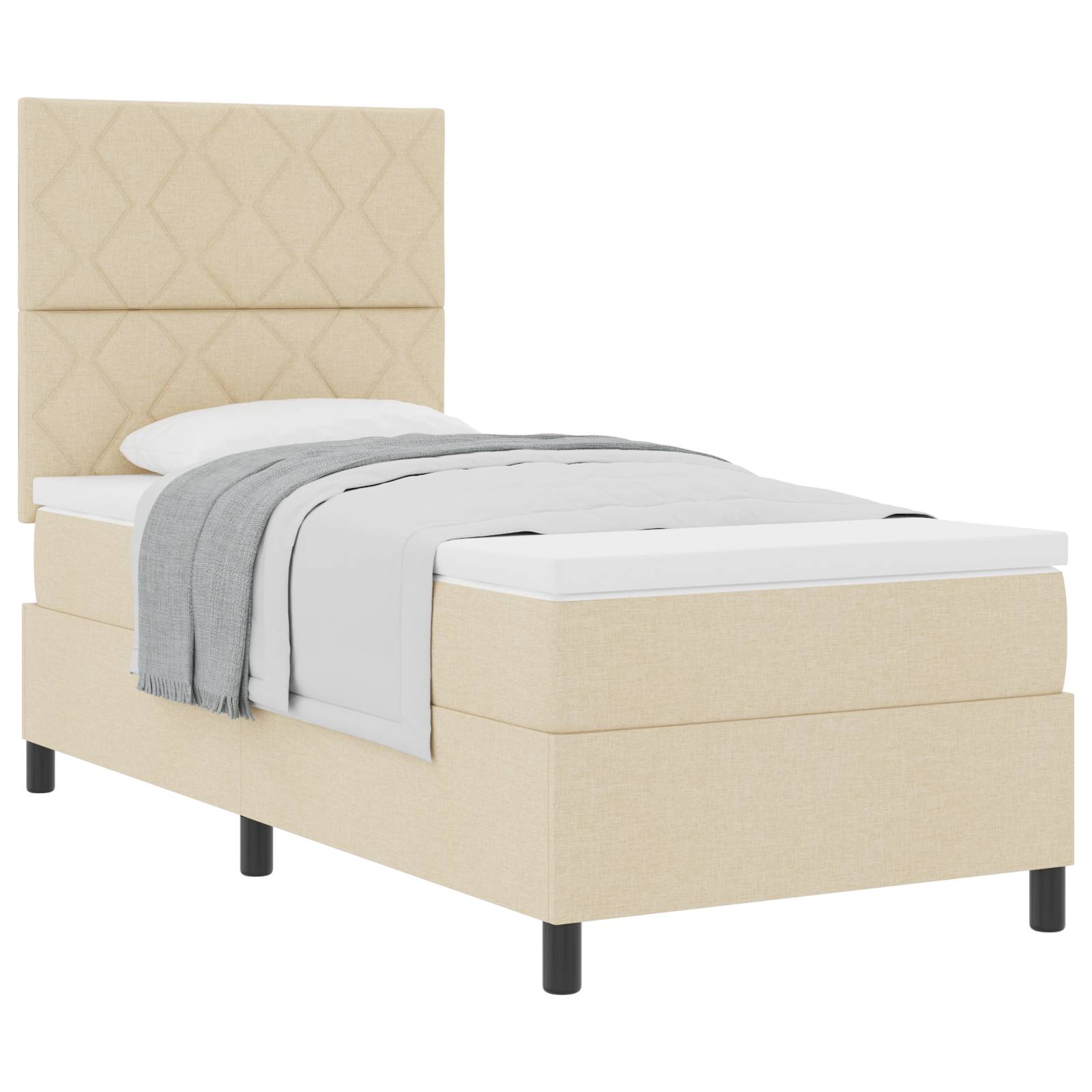 vidaXL Boxspringbett mit Matratze Creme 100x200 cm Stoff