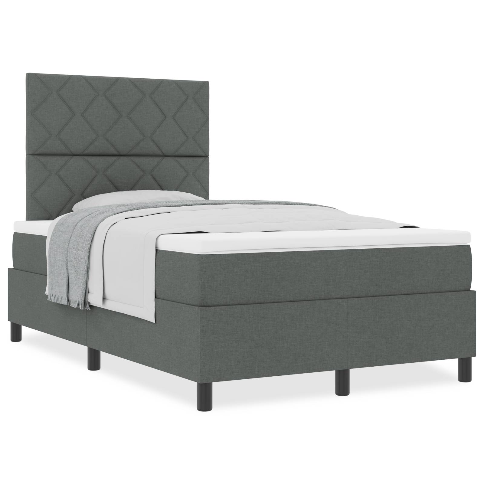 vidaXL Boxspringbett mit Matratze Dunkelgrau Klein Doppelstoff