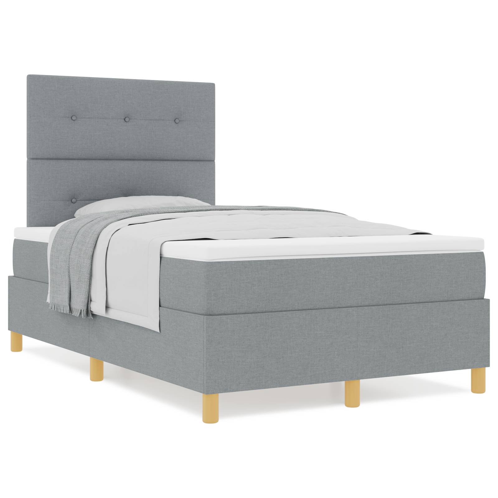 vidaXL Boxspringbett mit Matratze Hellgrau 120x200 cm Stoff