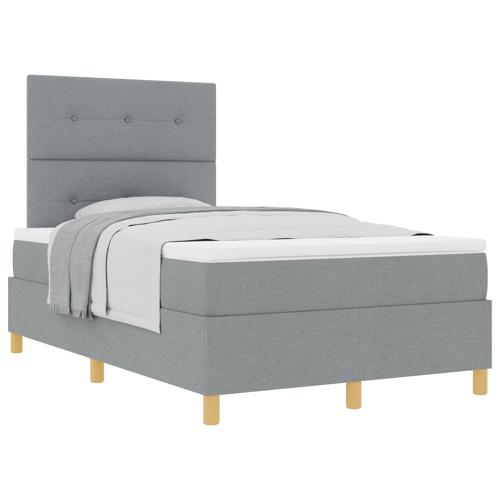 vidaXL Boxspringbett mit Matratze Hellgrau 120x200 cm Stoff
