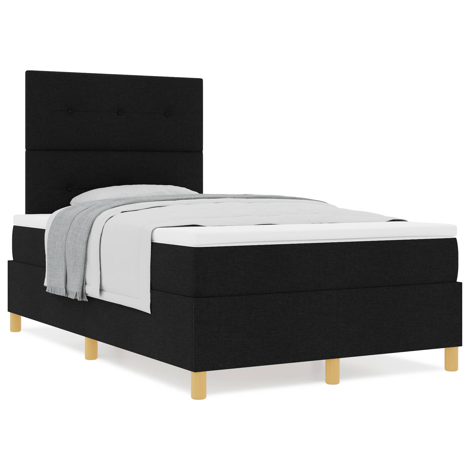 vidaXL Boxspringbett mit Matratze Schwarz Klein-Doppelbett Stoff