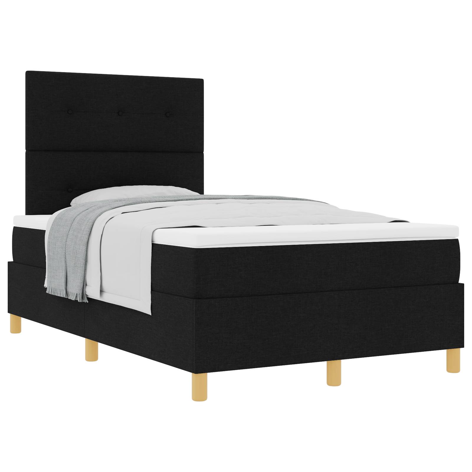 vidaXL Boxspringbett mit Matratze Schwarz Klein-Doppelbett Stoff